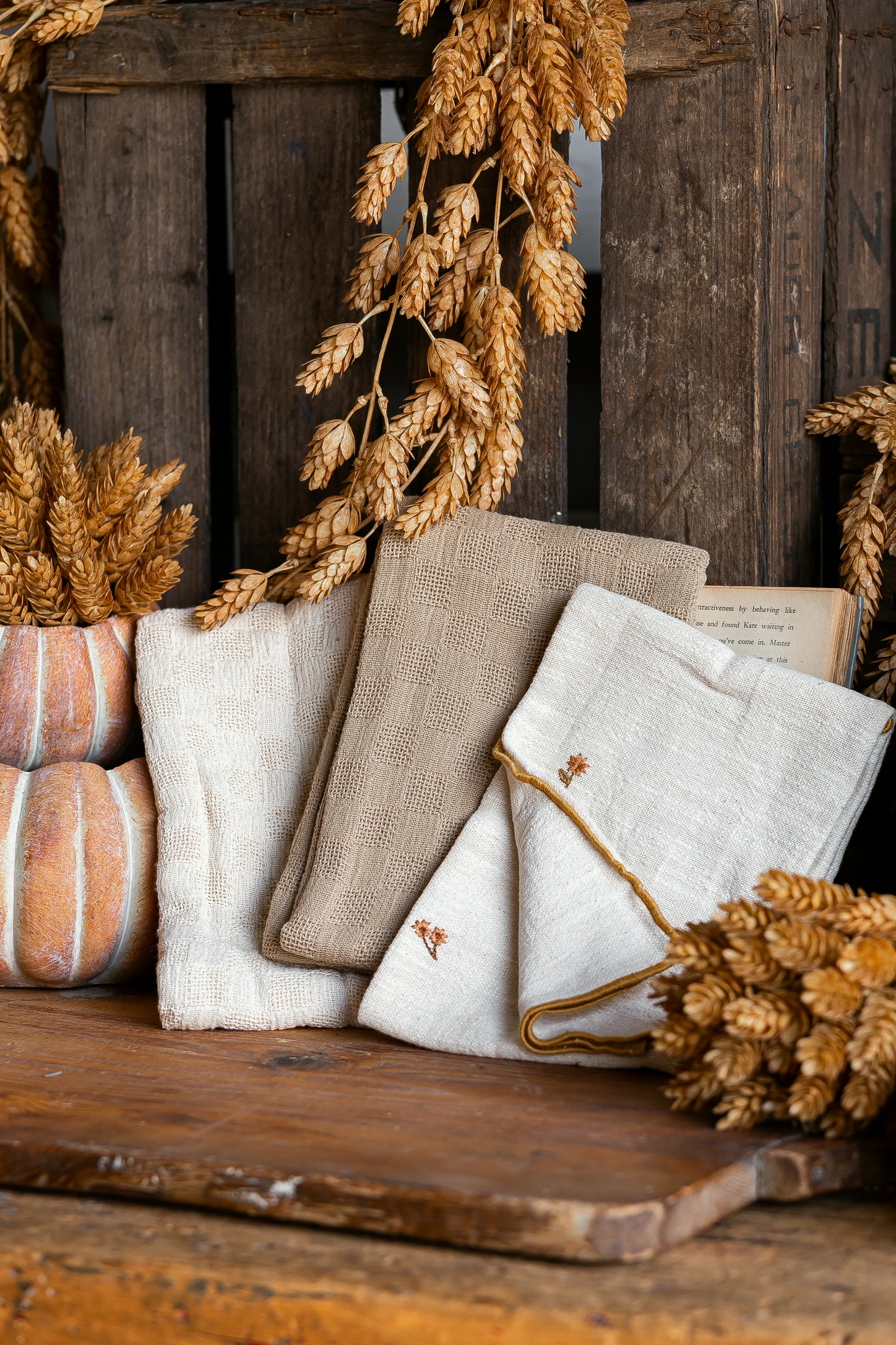 Floral Embroidered Cotton Tea Towels Creative Co-Op
