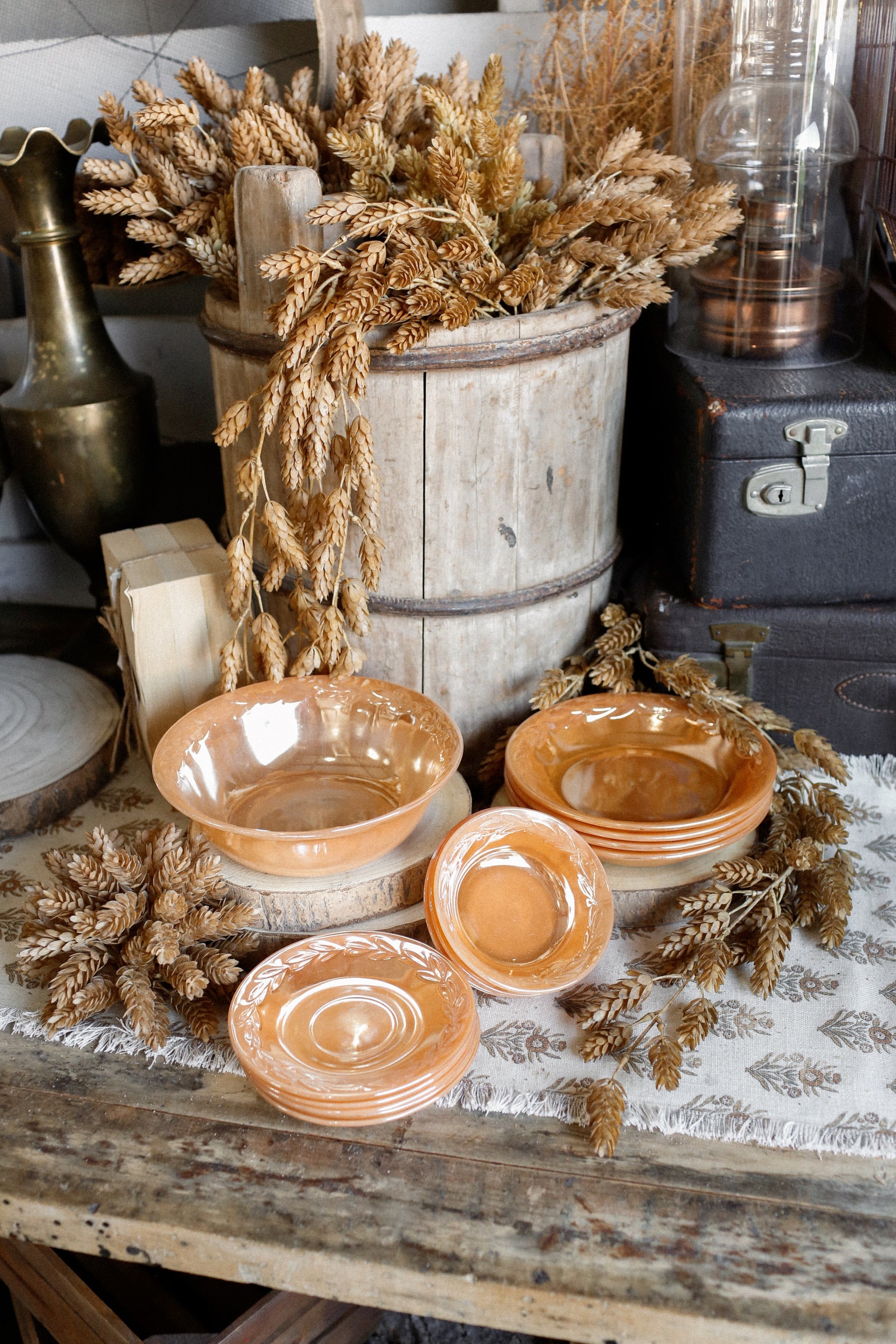 Vintage Peach Fire King Serving Bowl