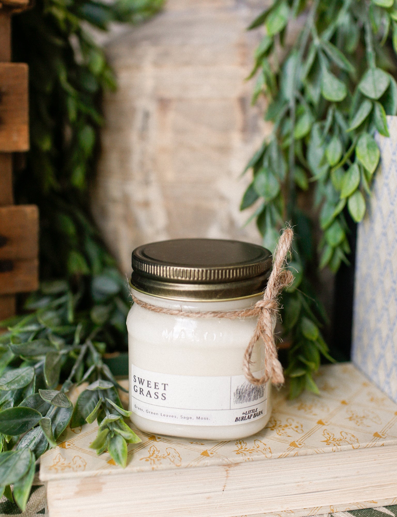 Mason Jar Candle -- Sweet Grass The Little Burlap Barn®