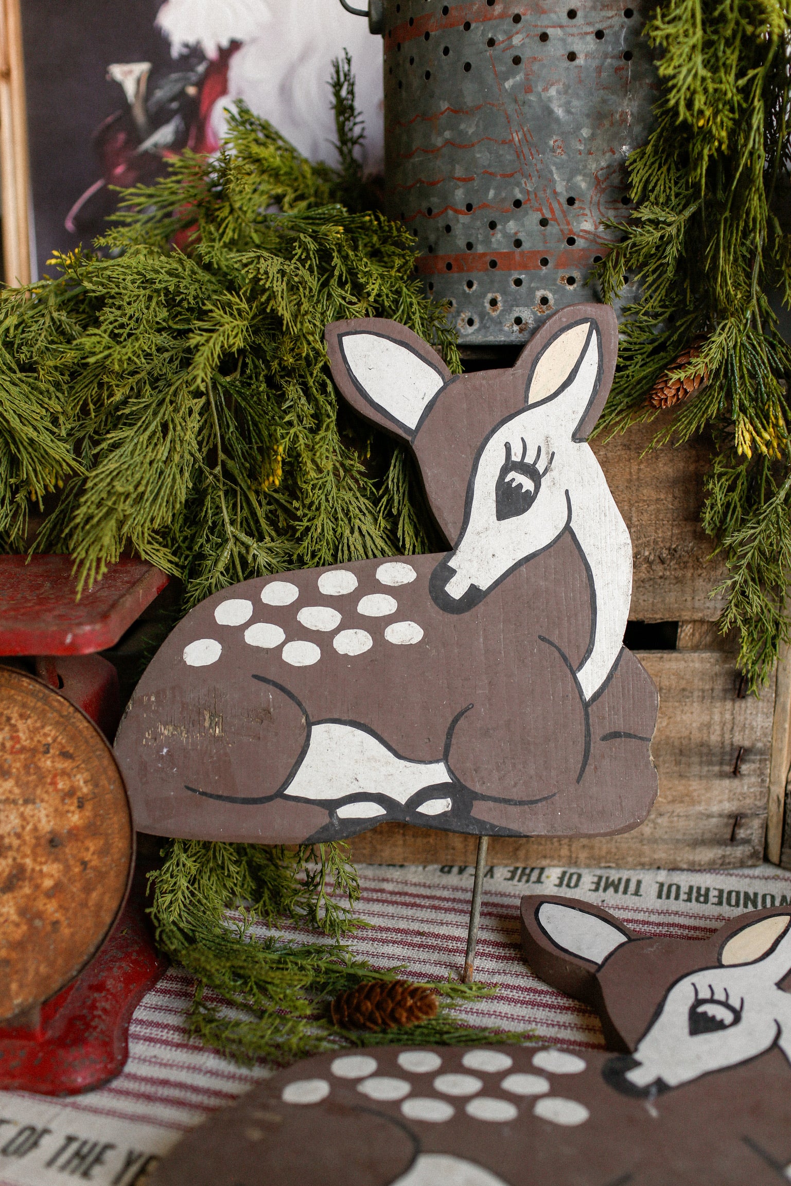 Vintage Retro Wood Deer