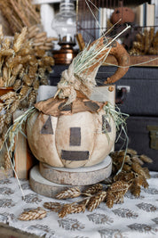 Handmade Primitive Orange Pumpkin Head