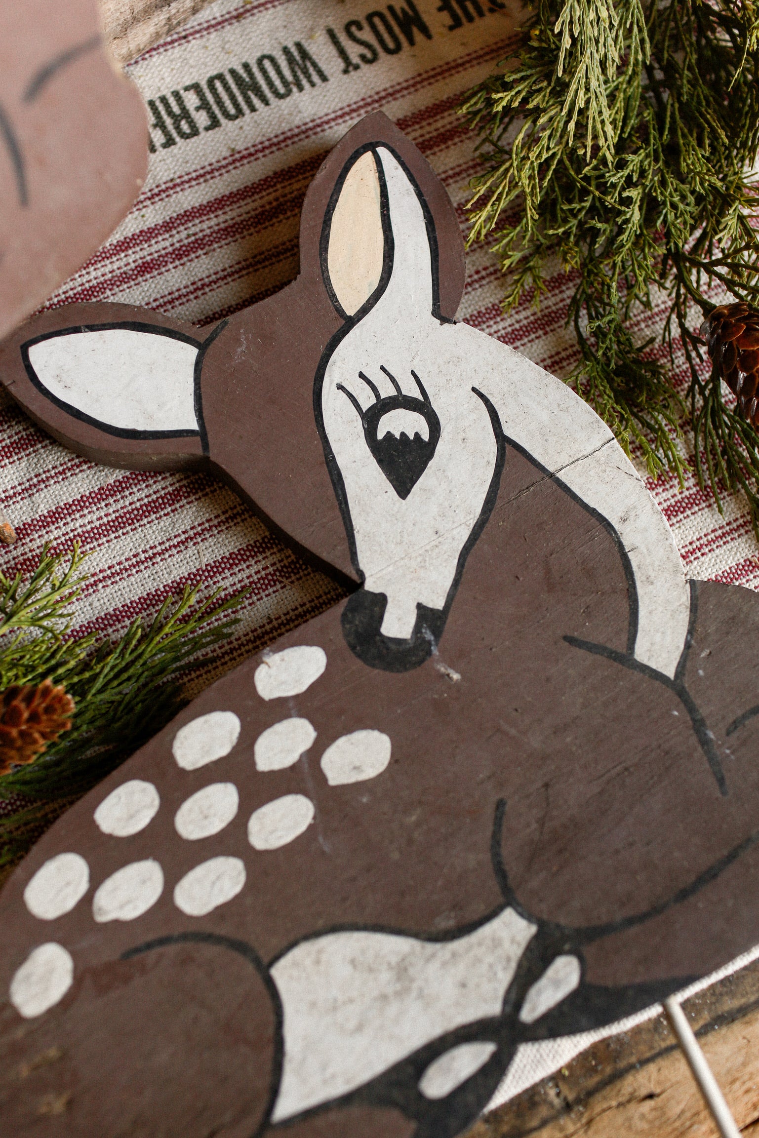 Vintage Retro Wood Deer