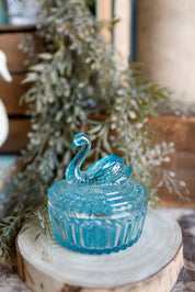 Vintage Blue Swan Candy Dish