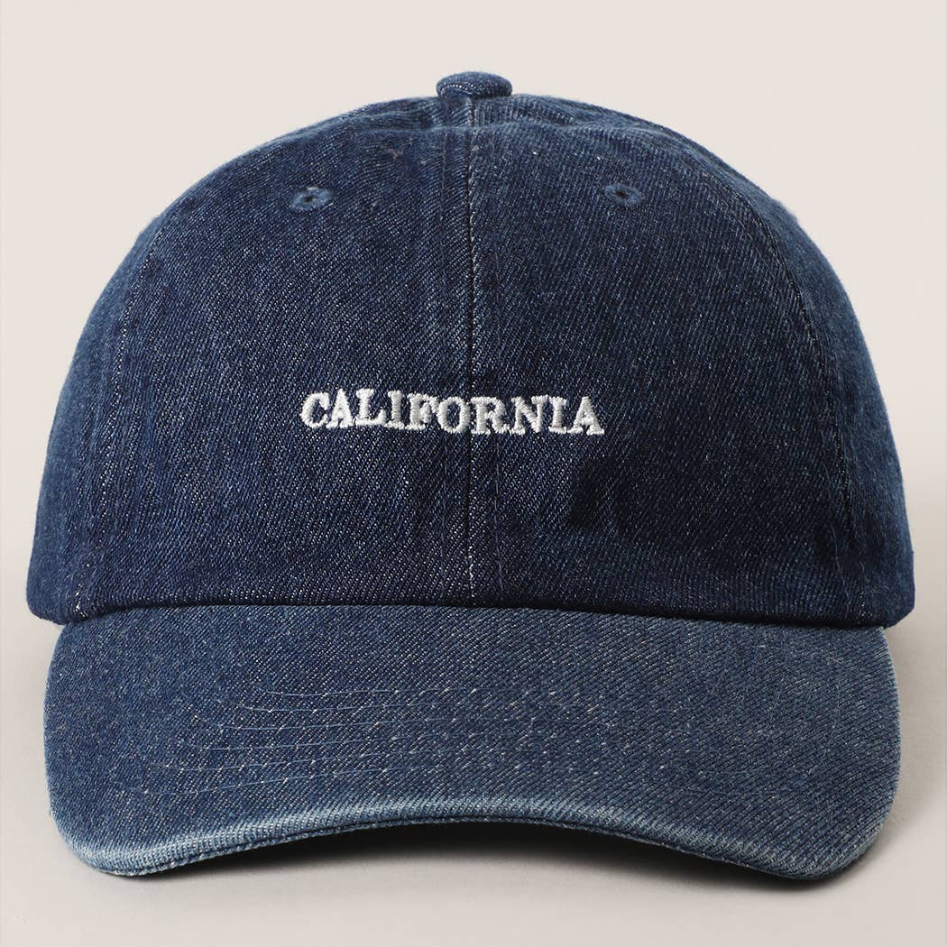 CALIFORNIA Text Embroidery Denim Cap Fashion City
