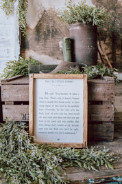 Handmade "Velveteen Rabbit" Framed Sign The Little Burlap Barn®