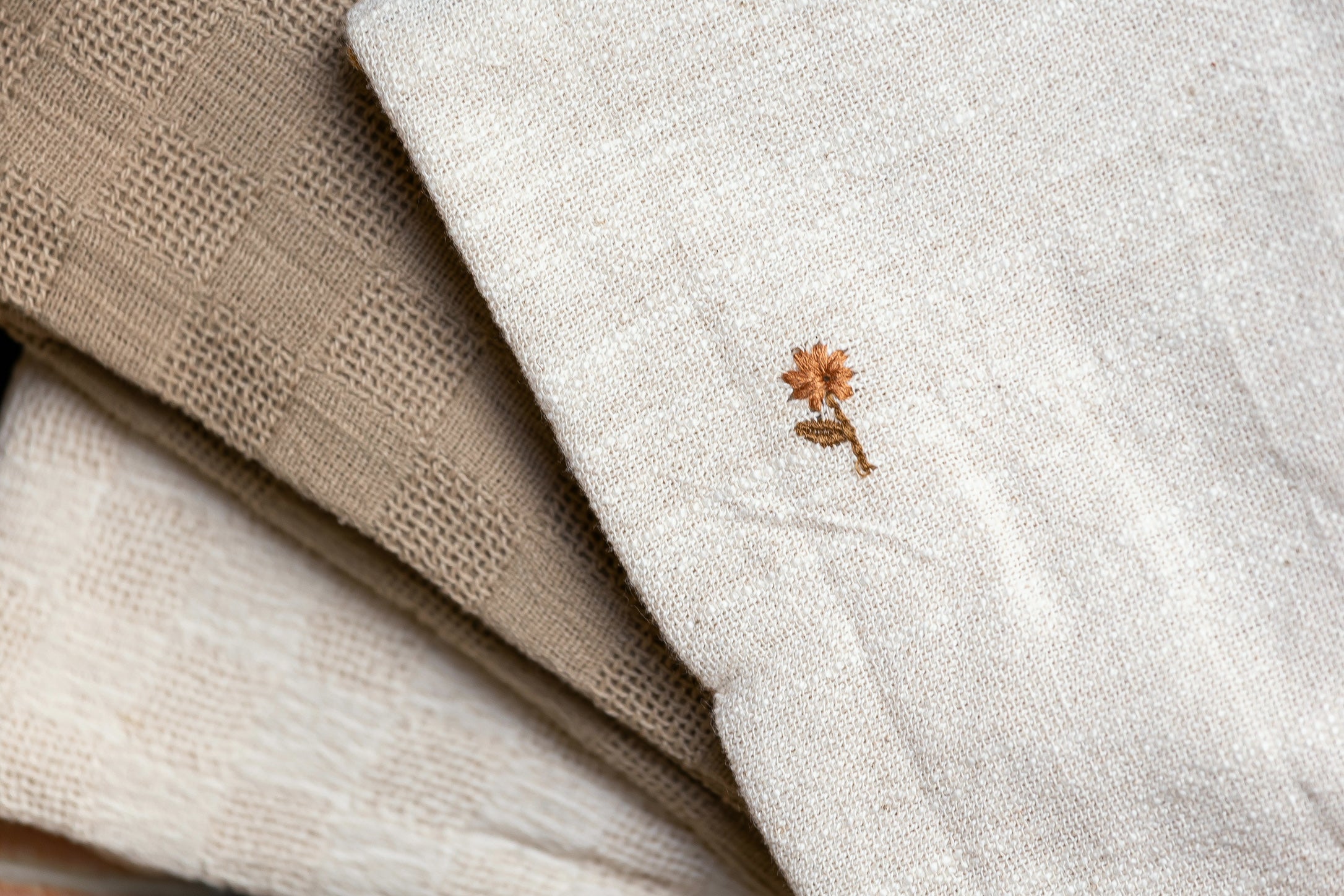 Floral Embroidered Cotton Tea Towels Creative Co-Op