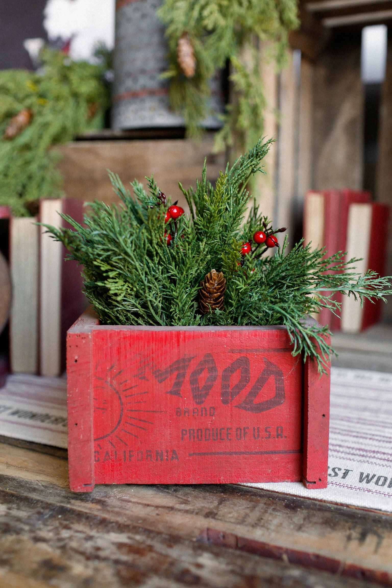 Handmade Red Wood Box