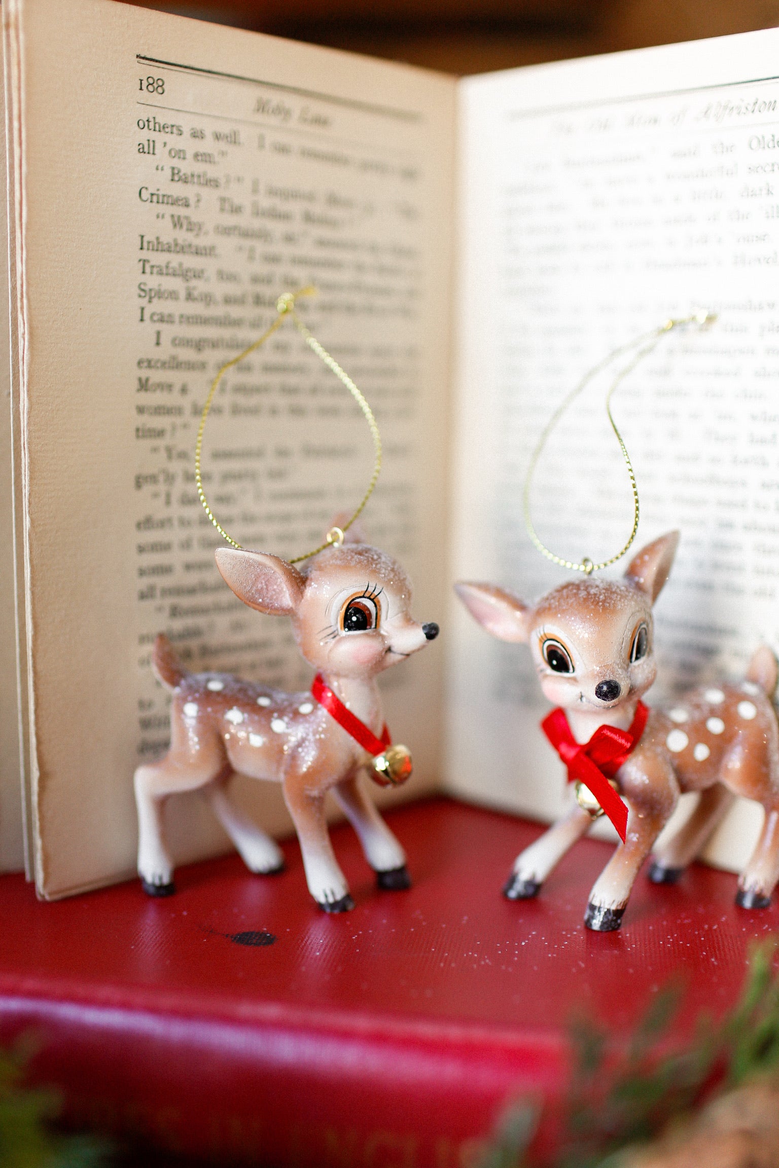 Retro Glitter Deer Ornament