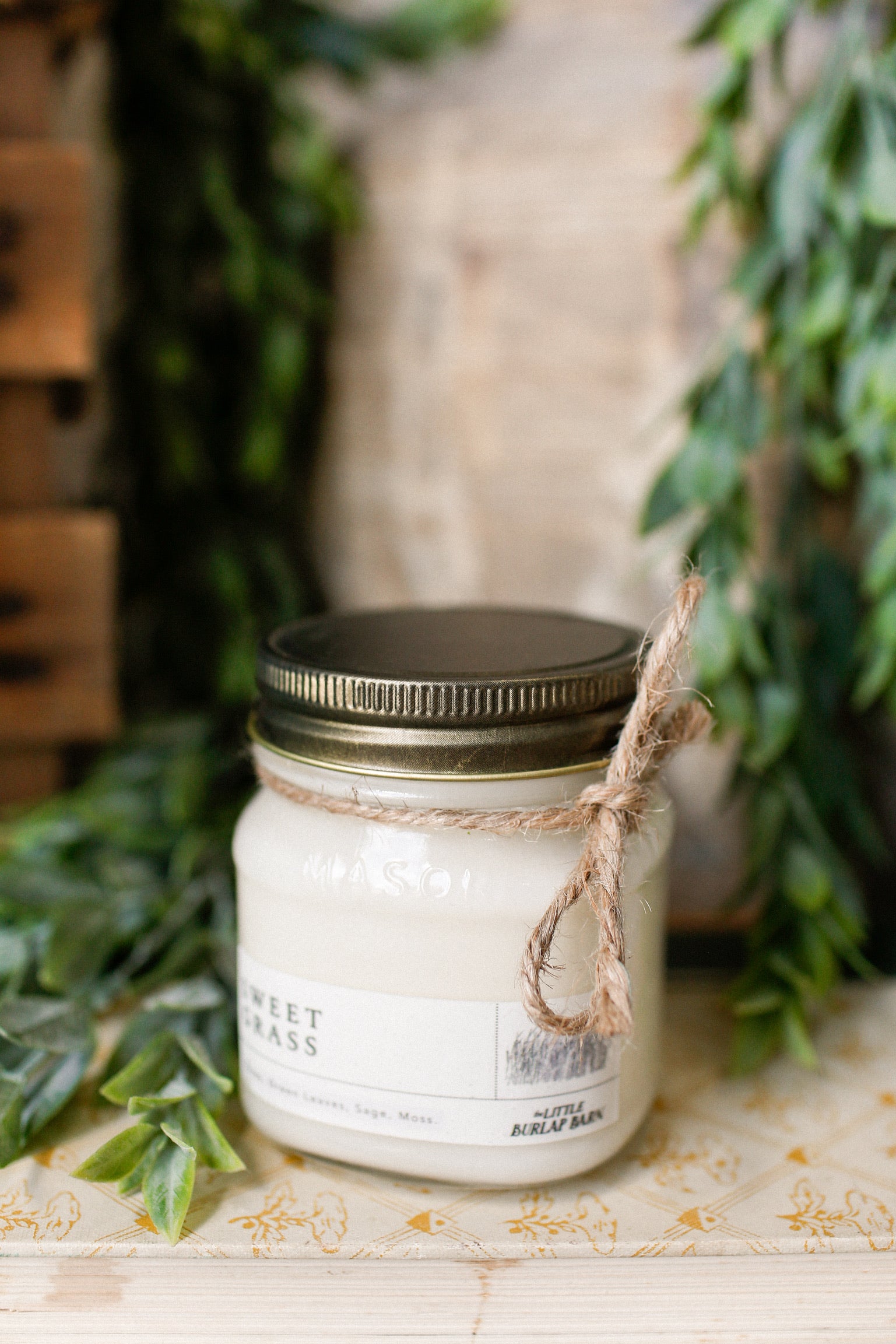 Mason Jar Candle -- Sweet Grass The Little Burlap Barn®