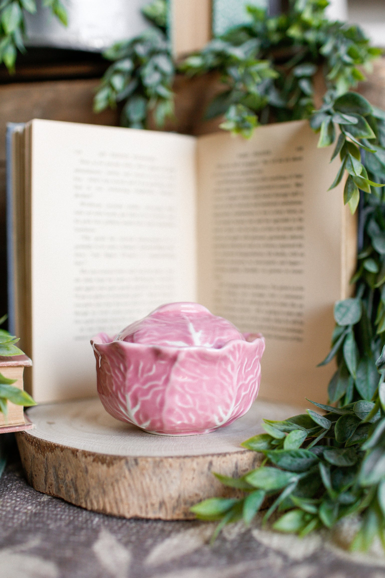 Hand-Painted Pink Cabbage Baker Dish