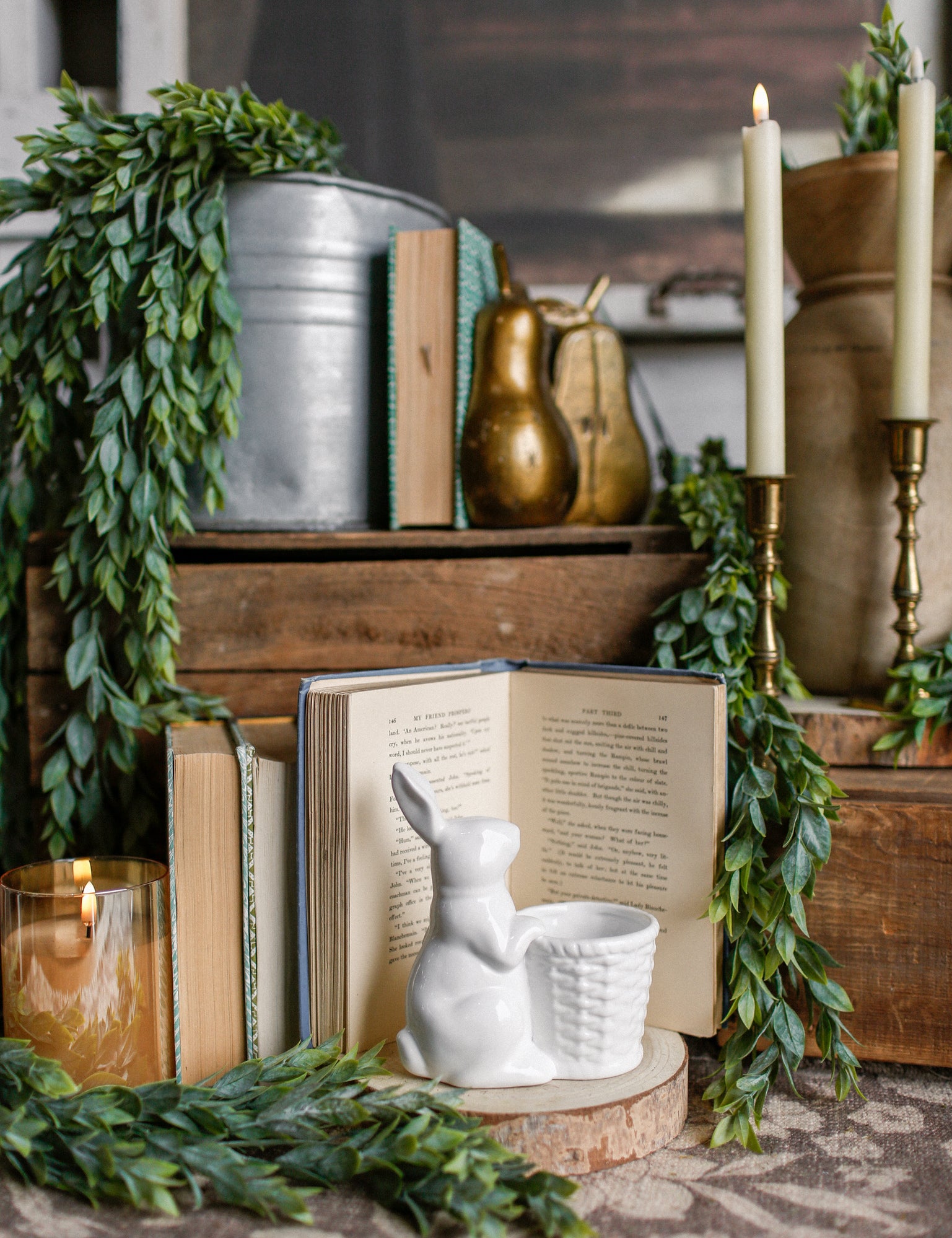 Ceramic Bunny With Basket The Little Burlap Barn®