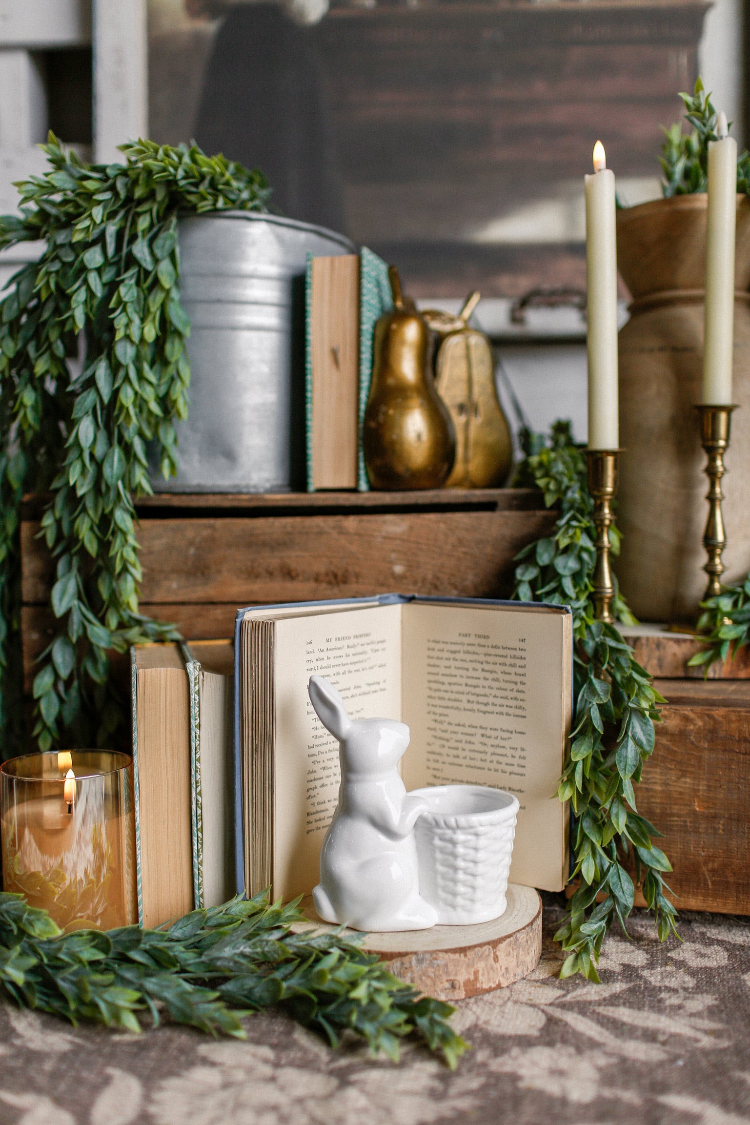 Ceramic Bunny With Basket The Little Burlap Barn®