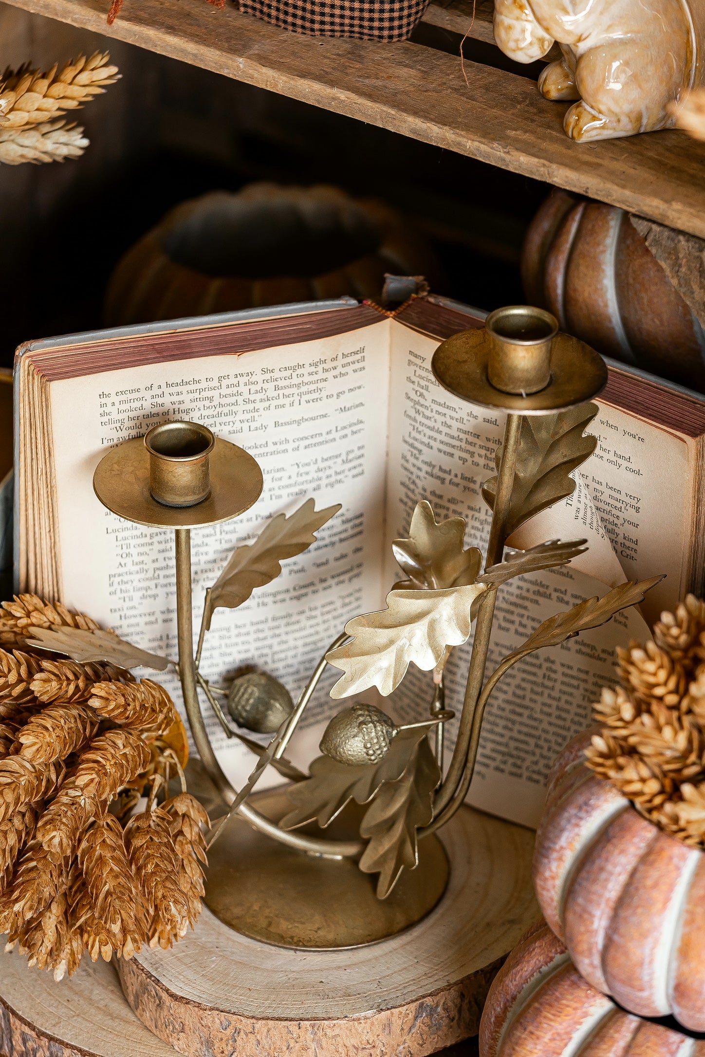 Antique Gold Leaf and Acorns Candelabra Creative Co-Op