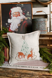 Embroidered Deer Pillow