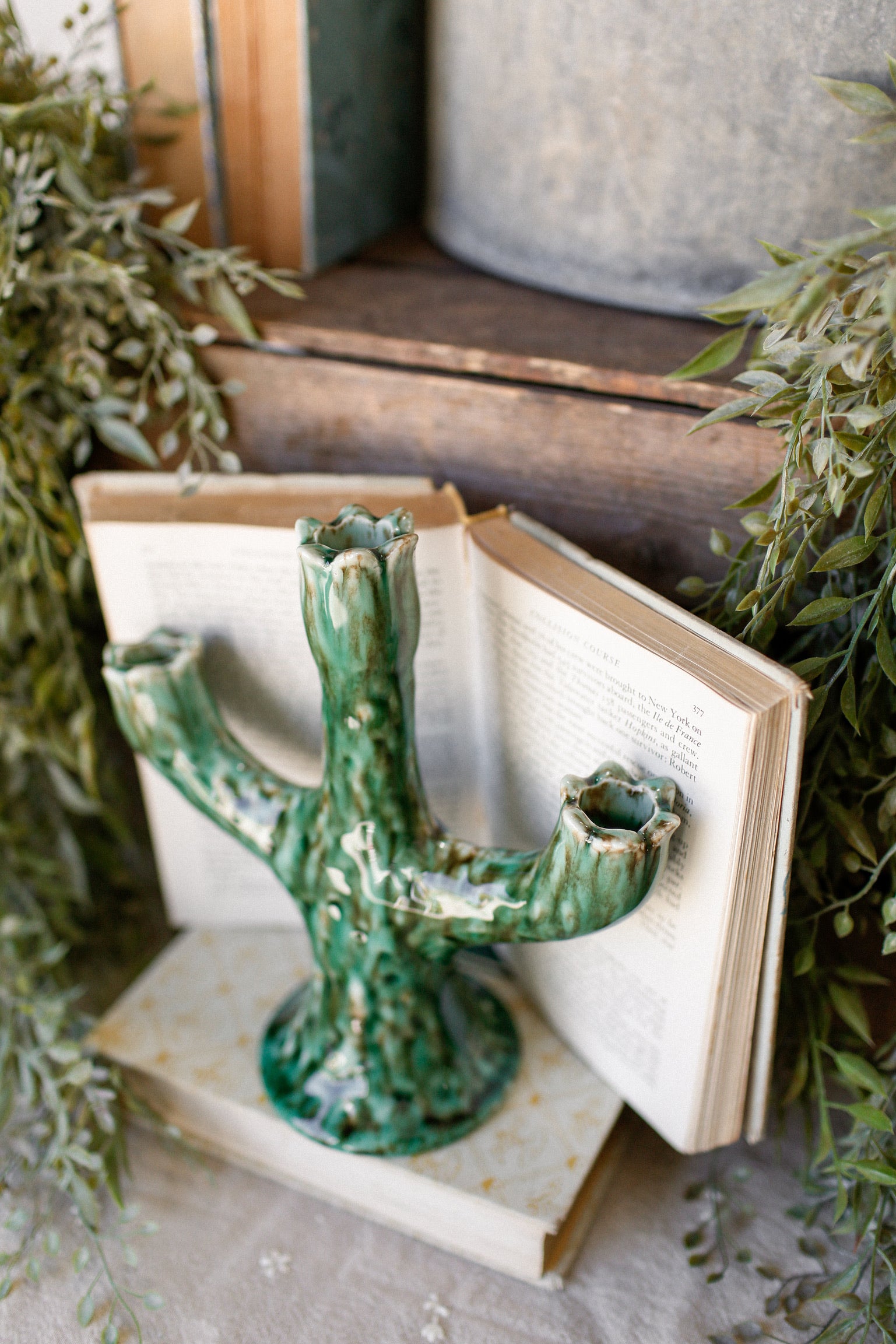 Stoneware Flower Stem Candelabra The Little Burlap Barn®