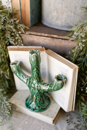Stoneware Flower Stem Candelabra The Little Burlap Barn®