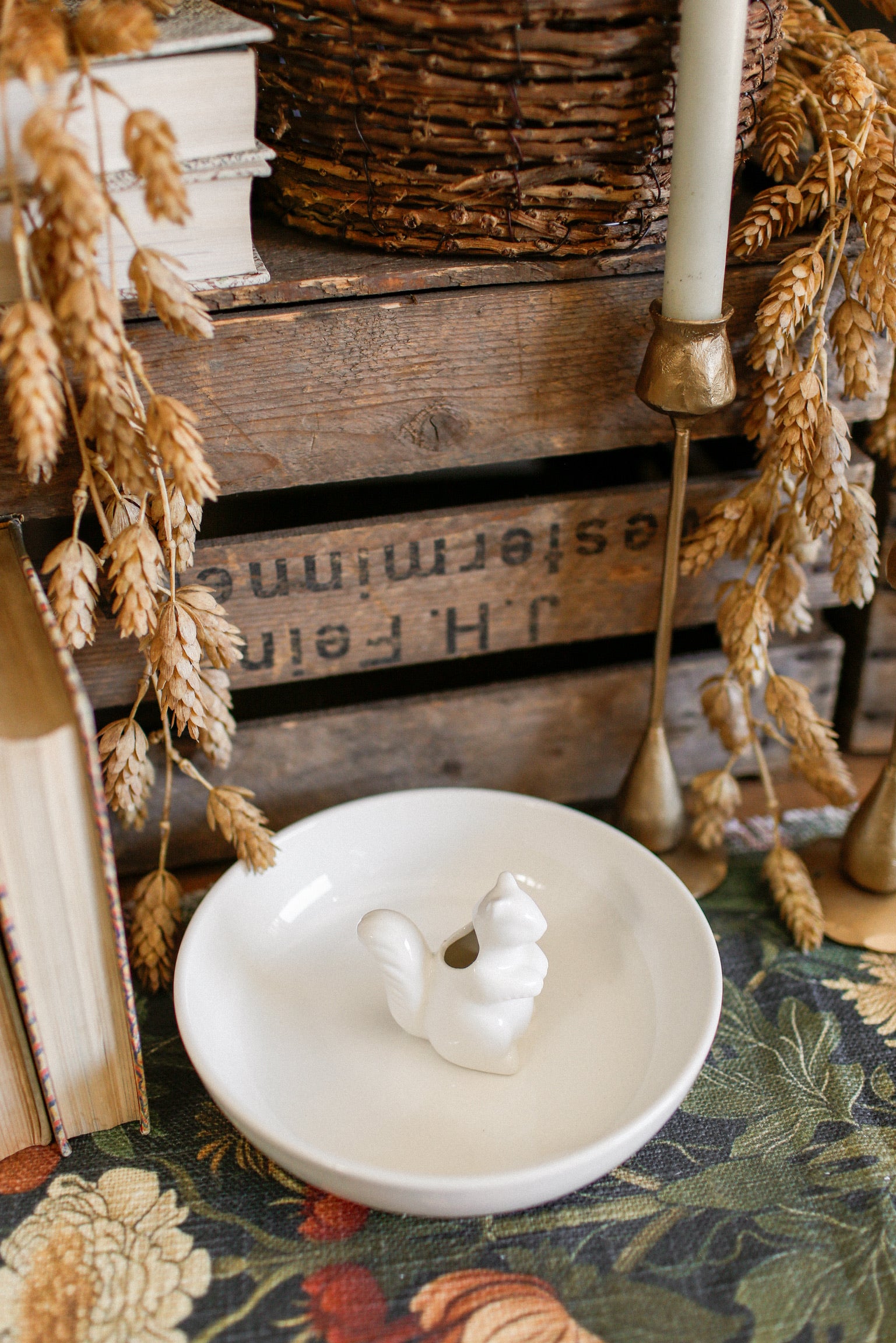 Stoneware Squirrel Dish