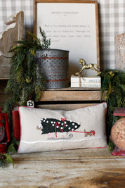 Embroidered Dog Sled Pillow