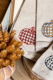Woven Chambray Embroidered Pumpkins Napkins Creative Co-Op