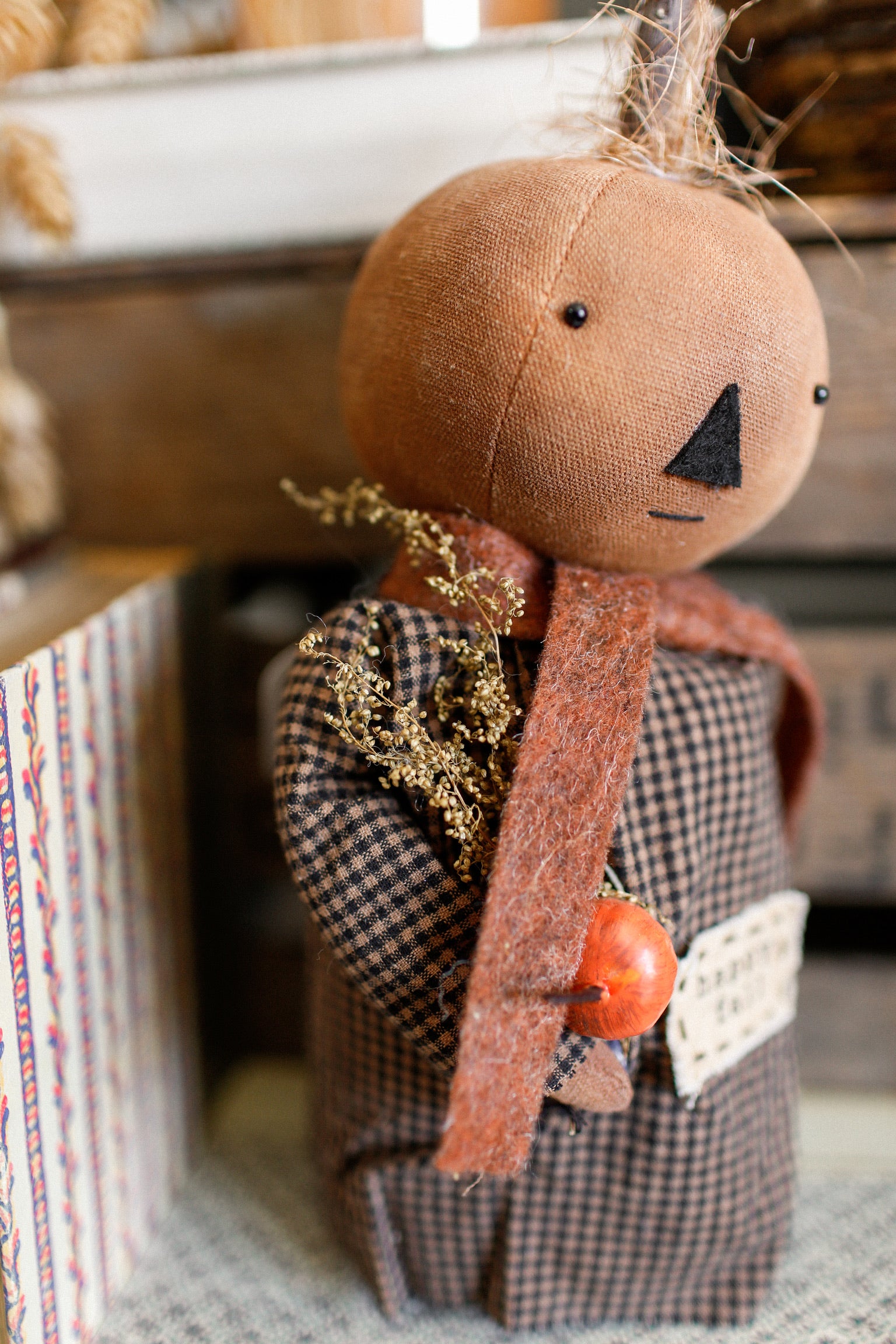 Handmade "Happy Fall" Pumpkin Doll