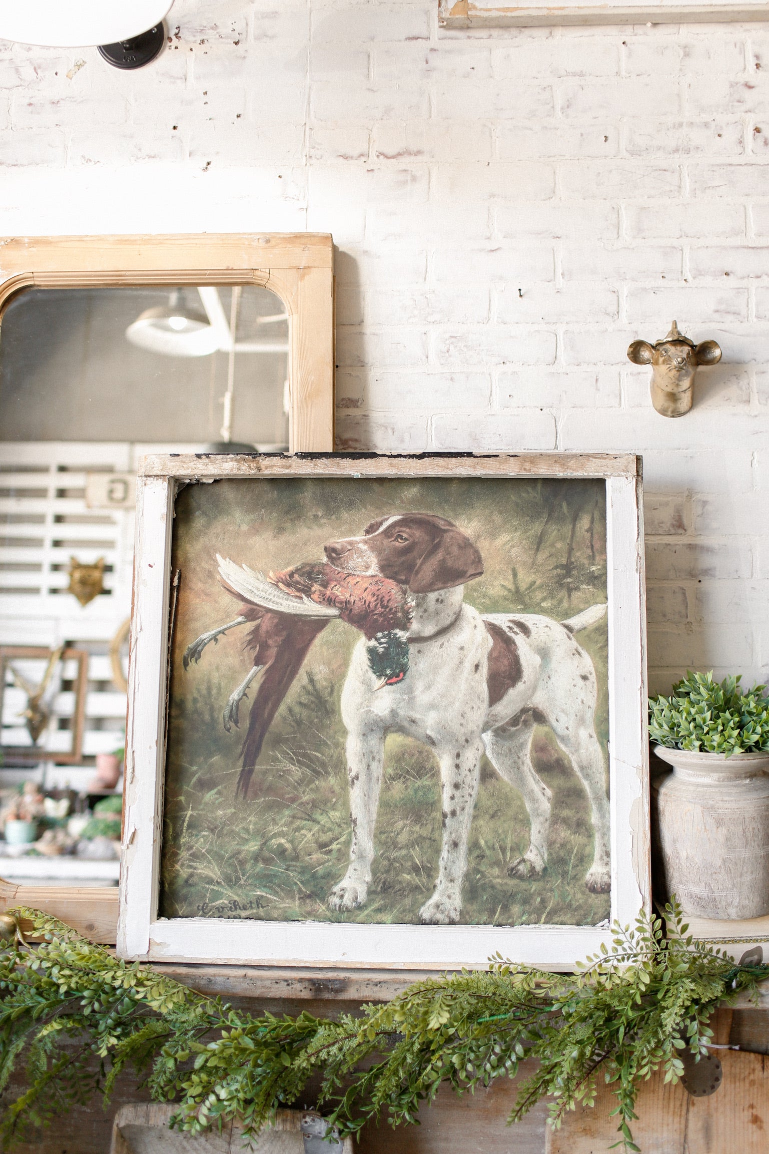 Salvaged Framed Pointer & Pheasant Canvas The Little Burlap Barn®