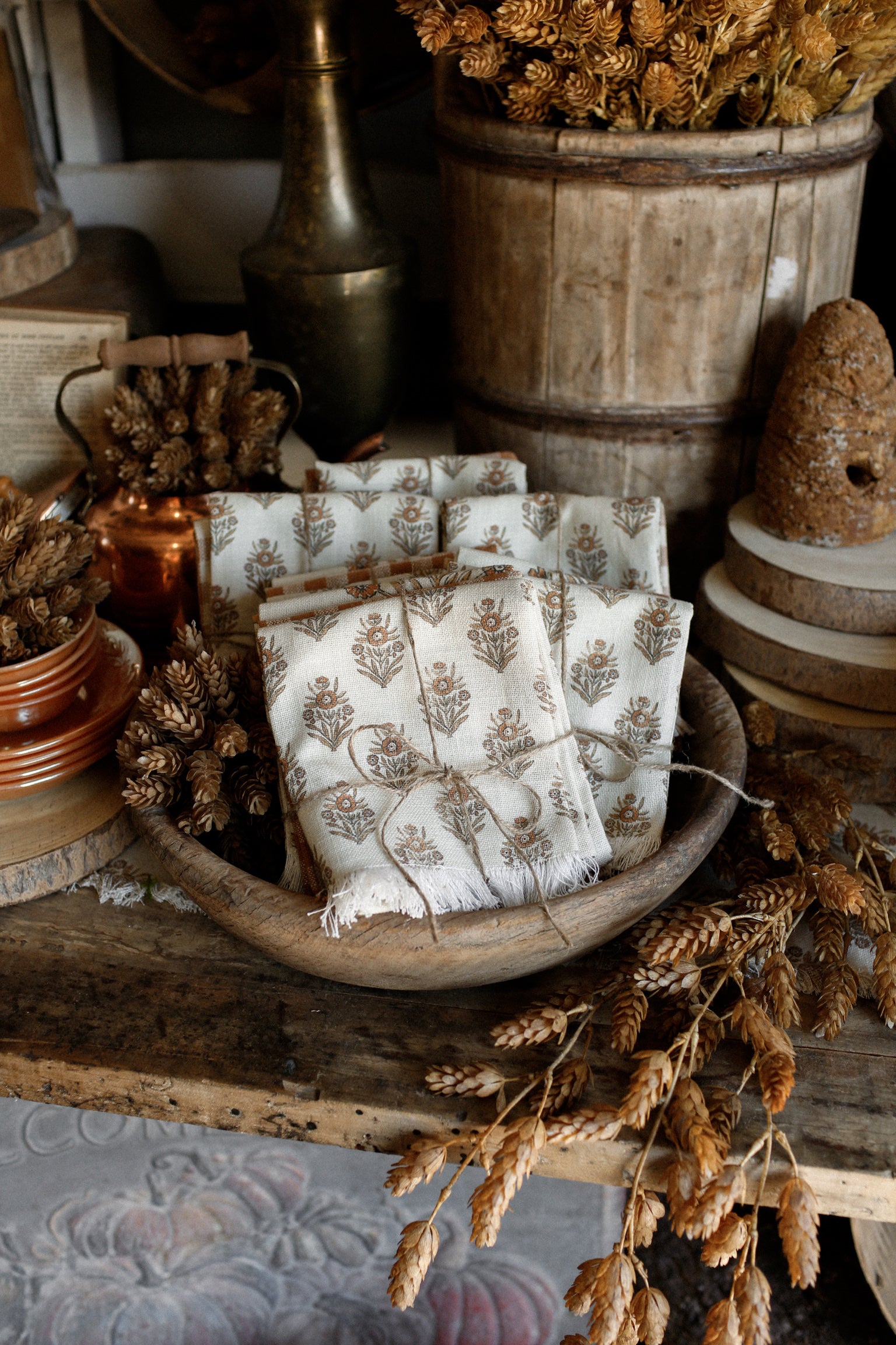 Autumn Block Print Kitchen Towels