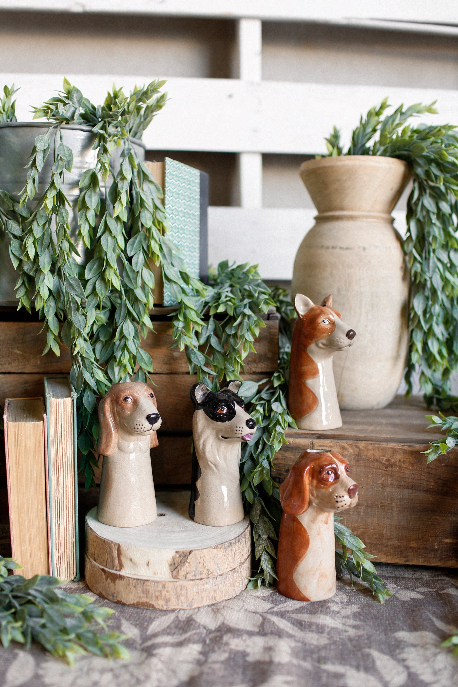 Stoneware Dog Vase