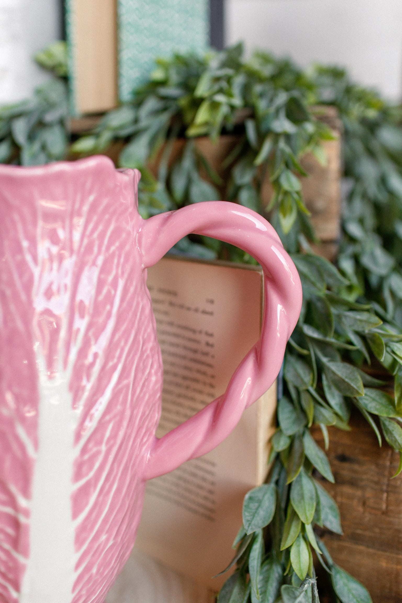 Hand-Painted Pink Cabbage Pitcher