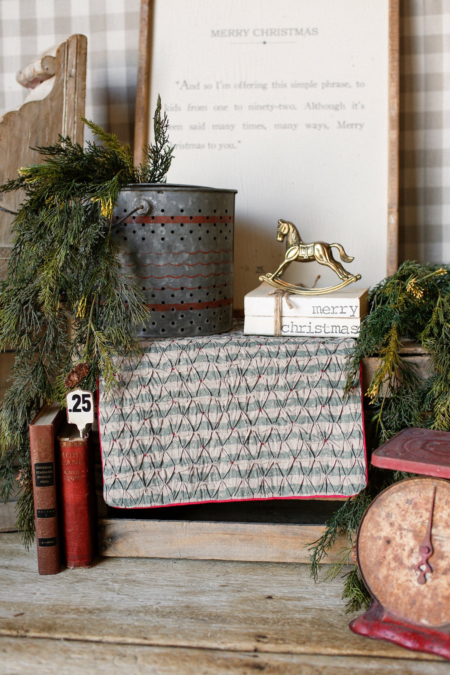 Smocked Green Stripe Runner