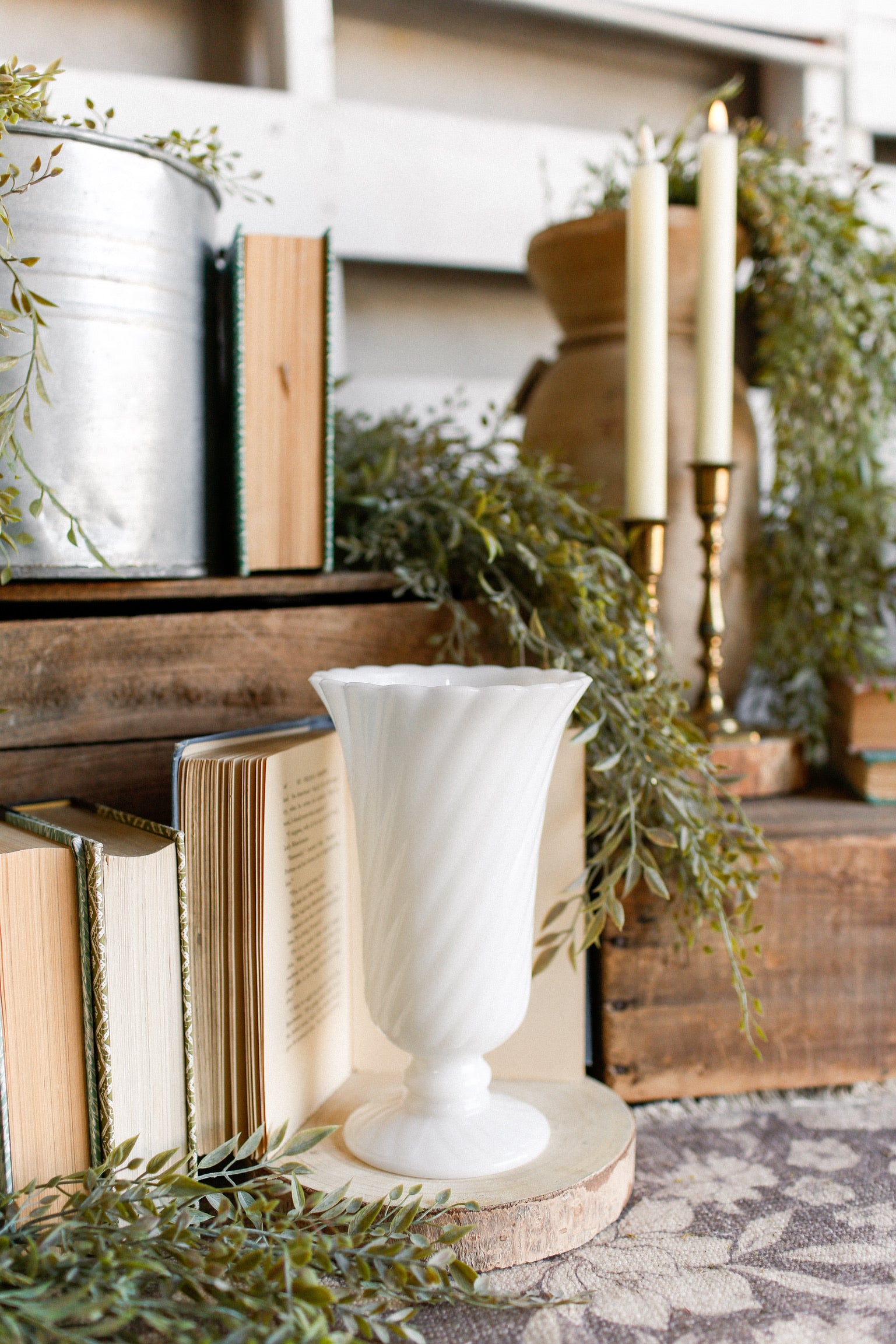 Vintage Milk Glass Scalloped Vase The Little Burlap Barn®