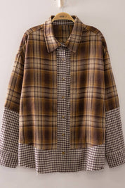NT12718-Plaid Patchwork Shirt VERY J