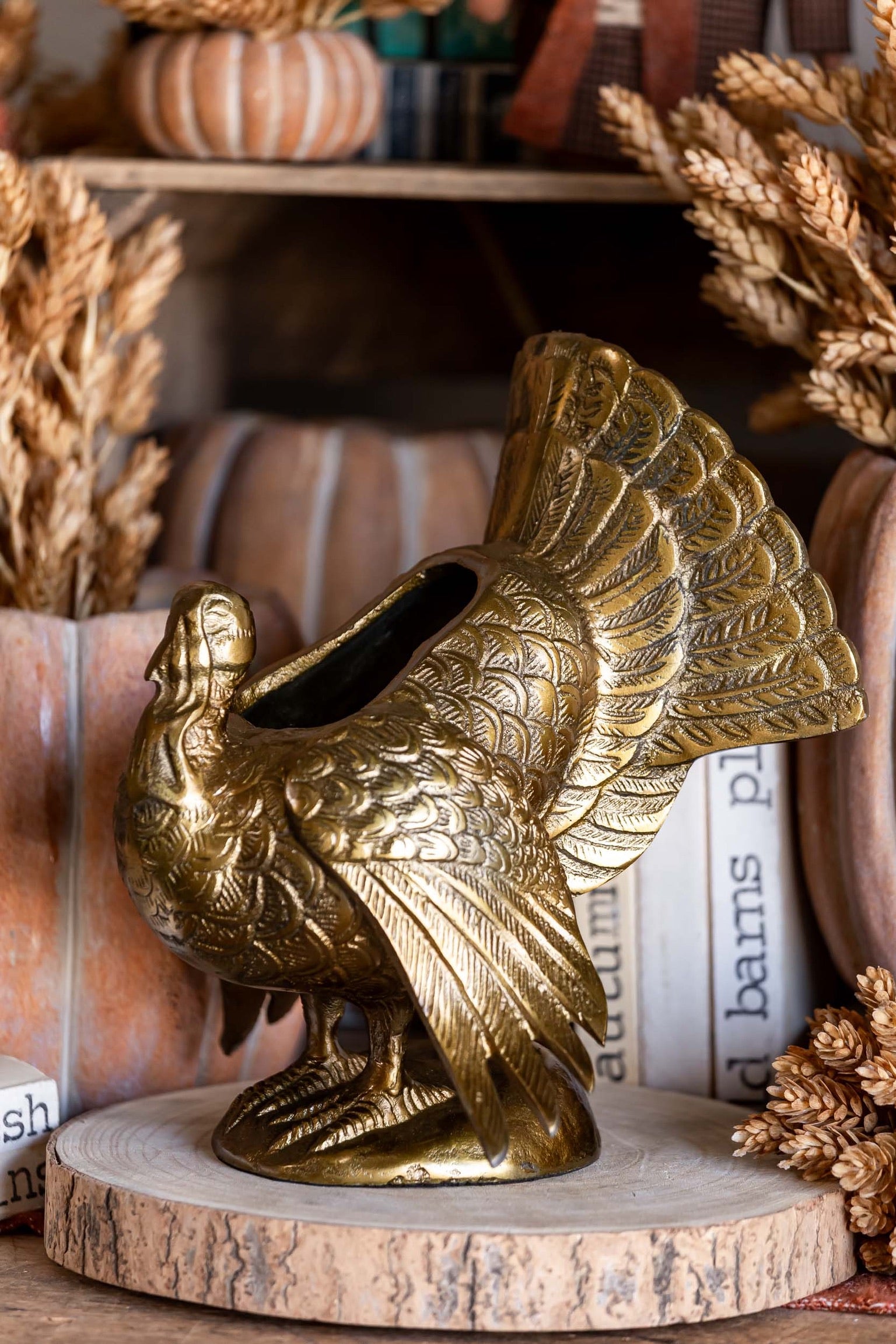 Gilded Turkey Vase Accent Decor