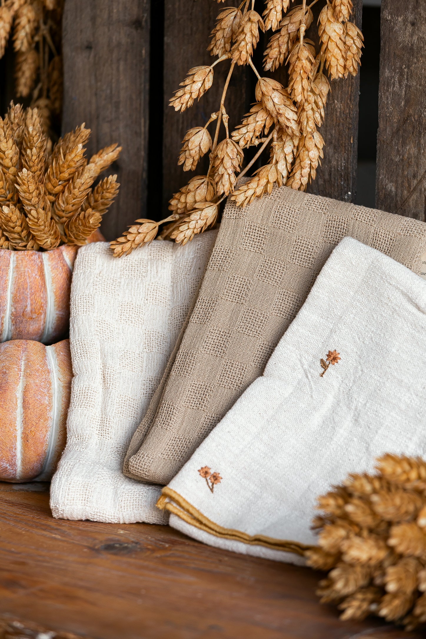 Floral Embroidered Cotton Tea Towels Creative Co-Op
