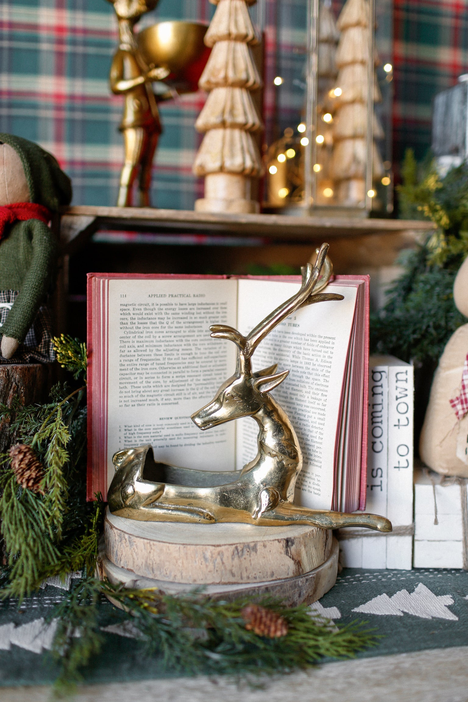 Vintage Brass Deer Planter