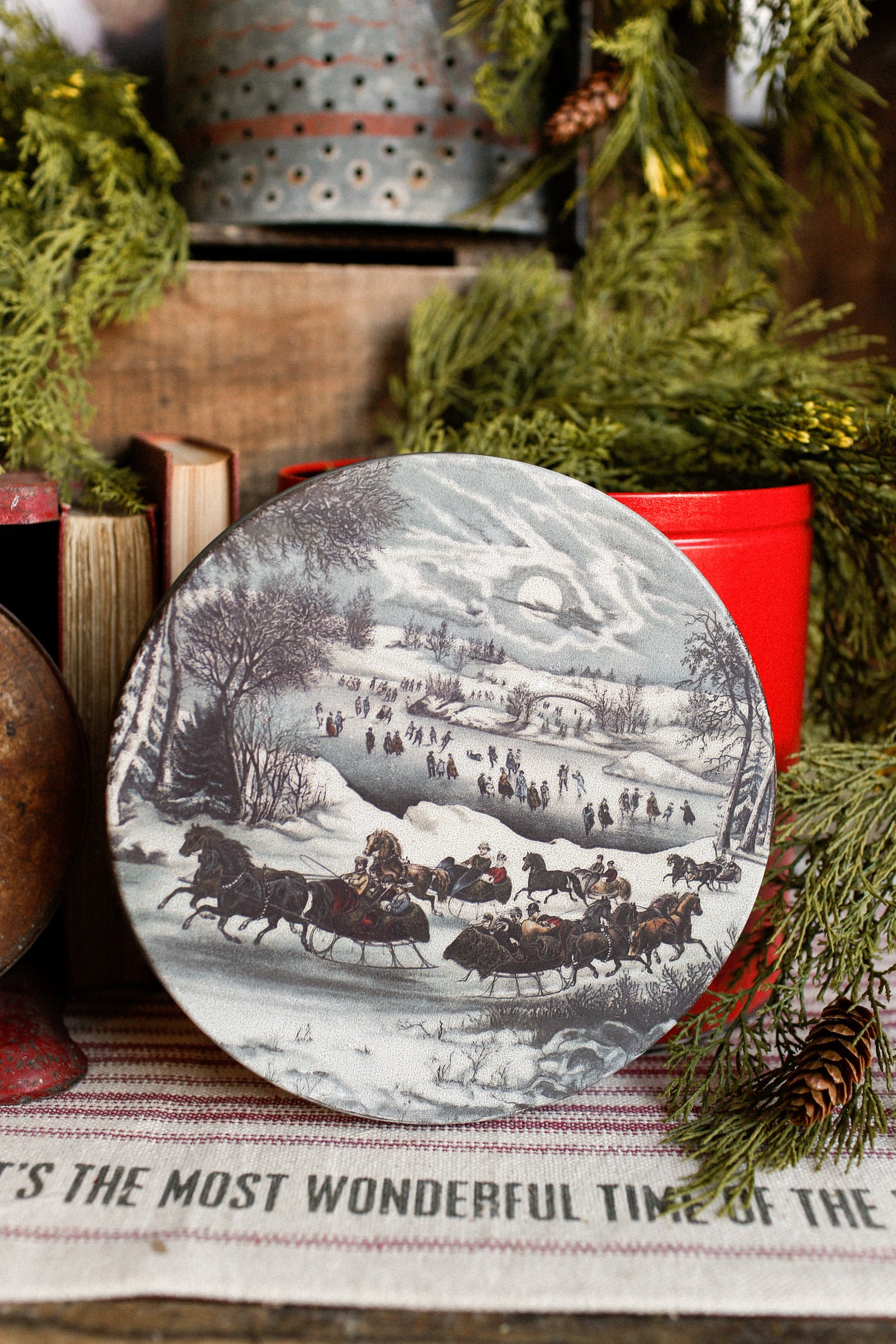 Vintage Currier and Ives Christmas Tin