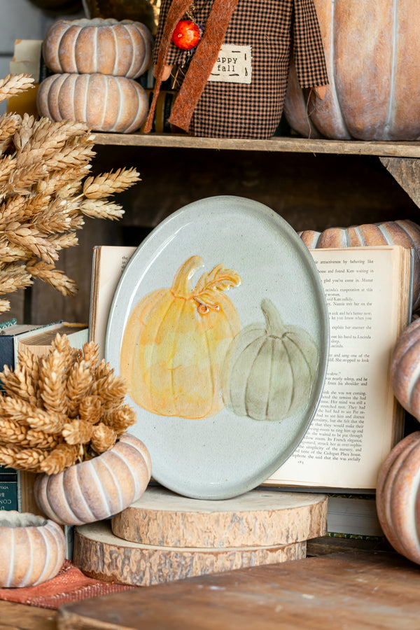 Hand Painted Stoneware Pumpkins Fall Platter Creative Co-Op