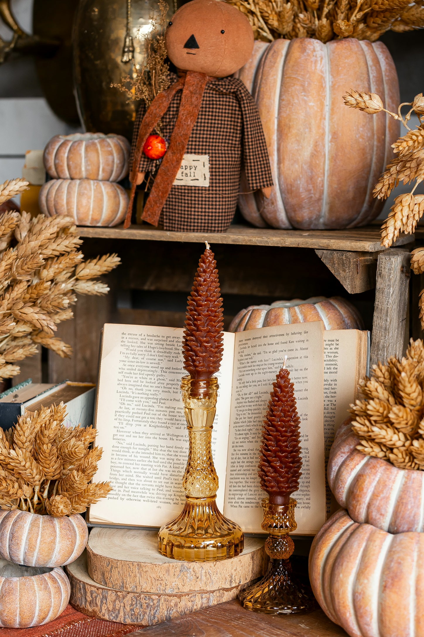 Unscented Pinecone Taper Candles Creative Co-Op