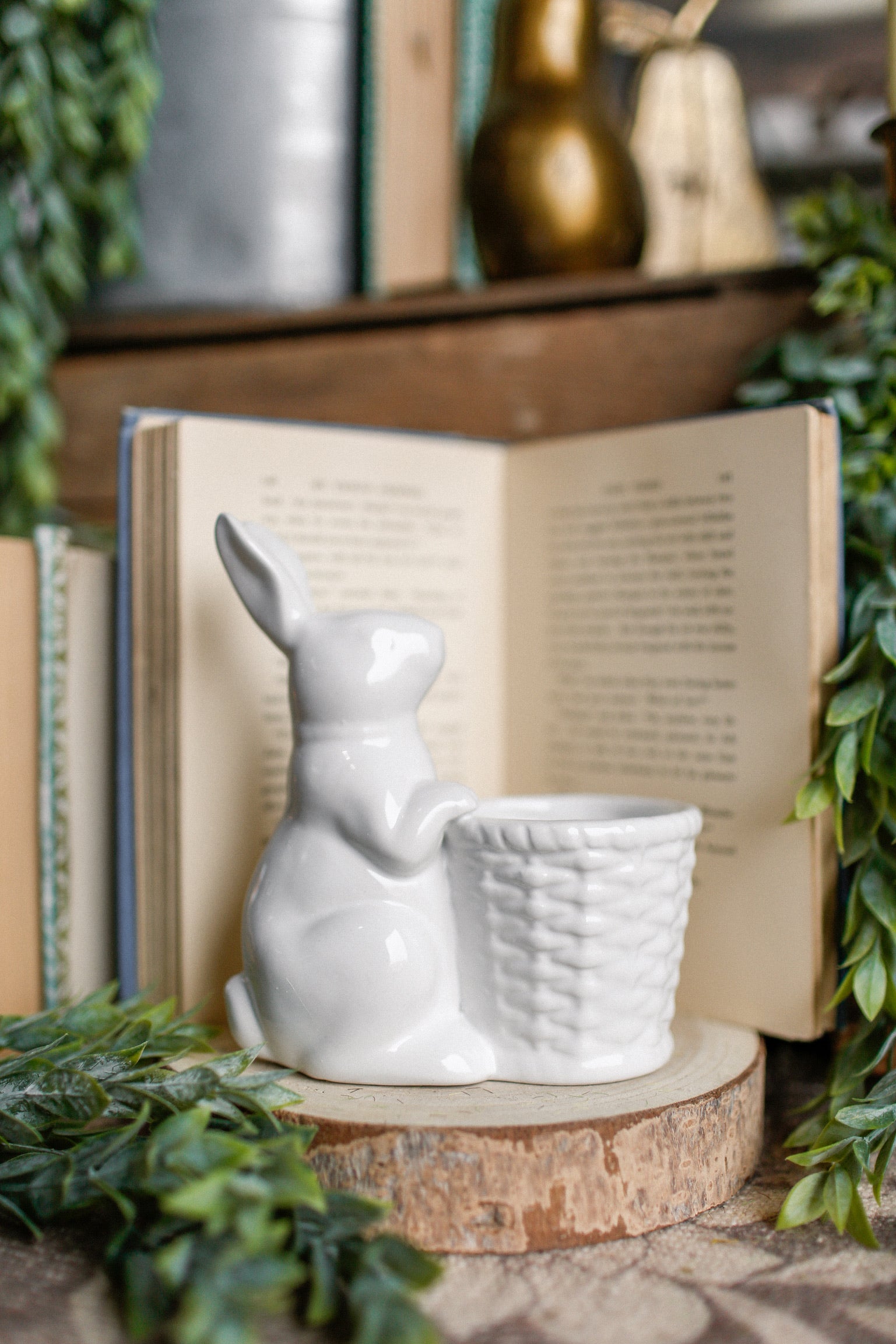 Ceramic Bunny With Basket The Little Burlap Barn®