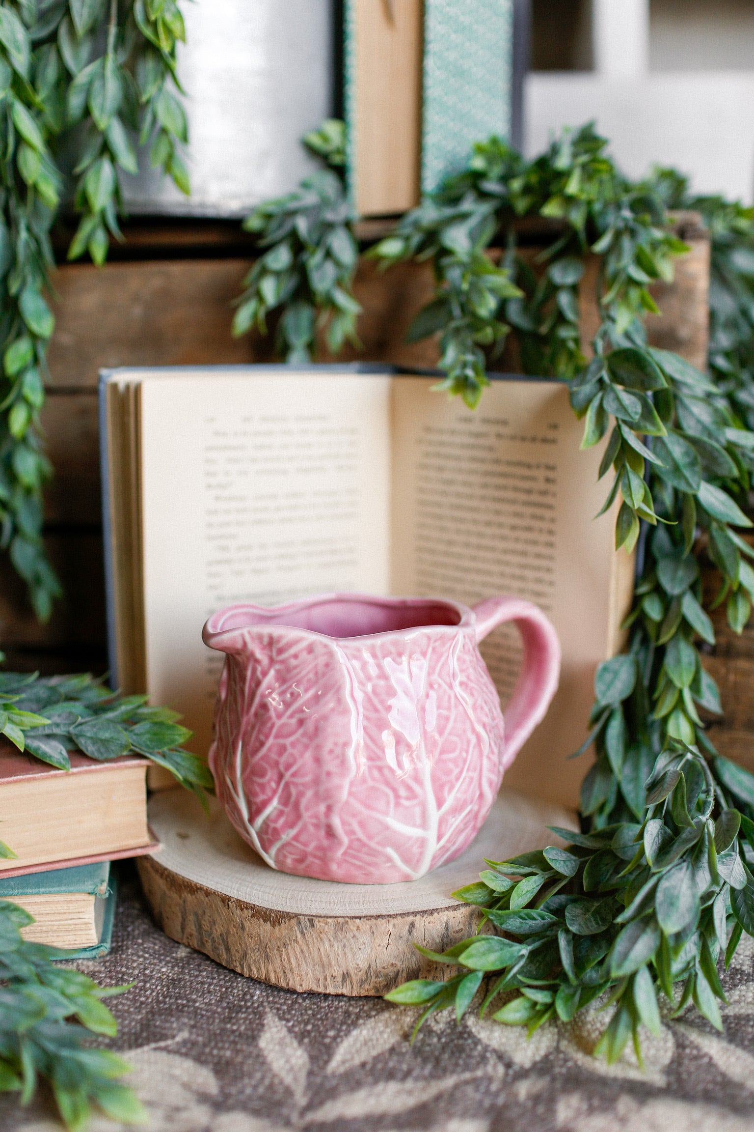 Hand-Painted Pink Cabbage Creamer