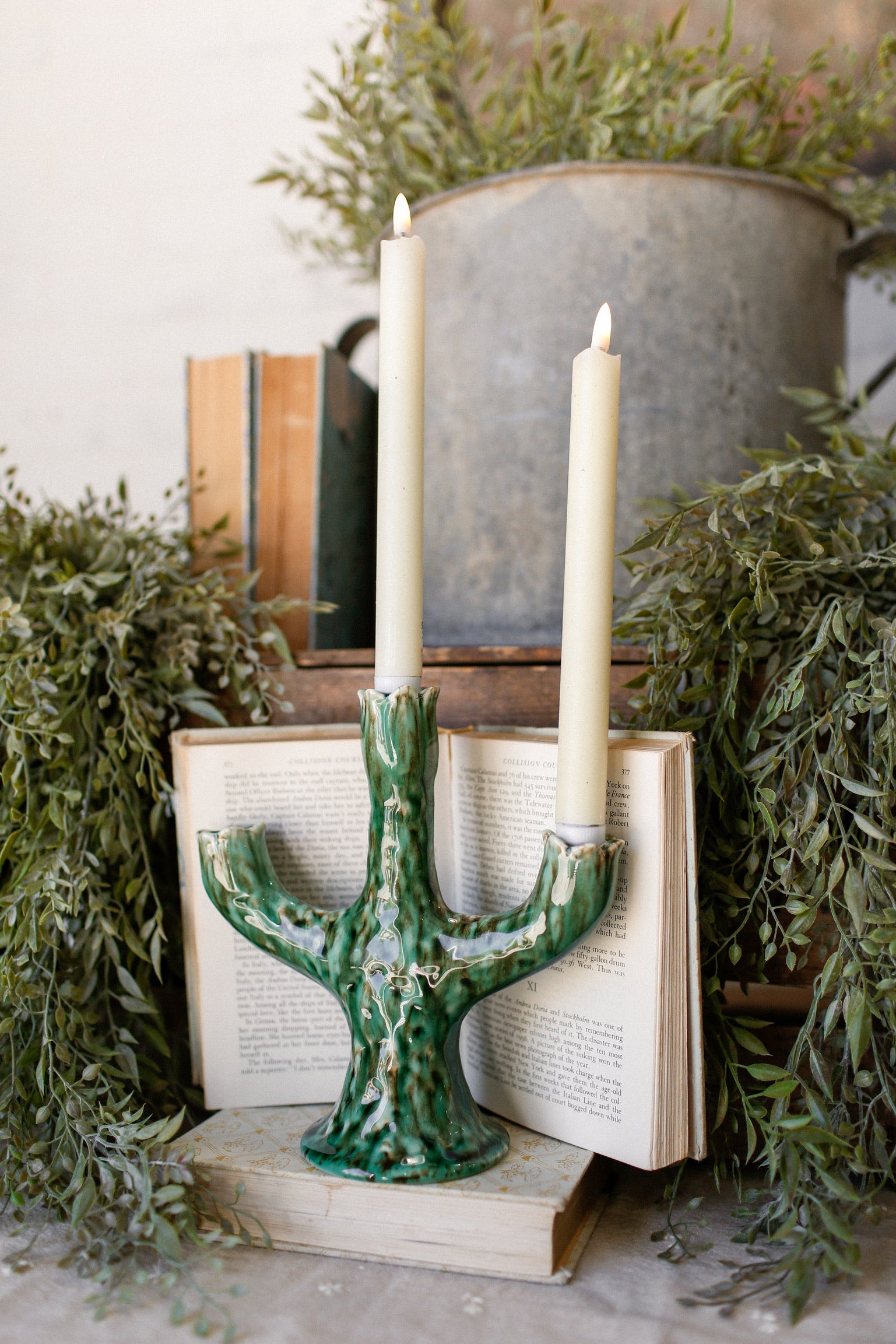 Stoneware Flower Stem Candelabra The Little Burlap Barn®