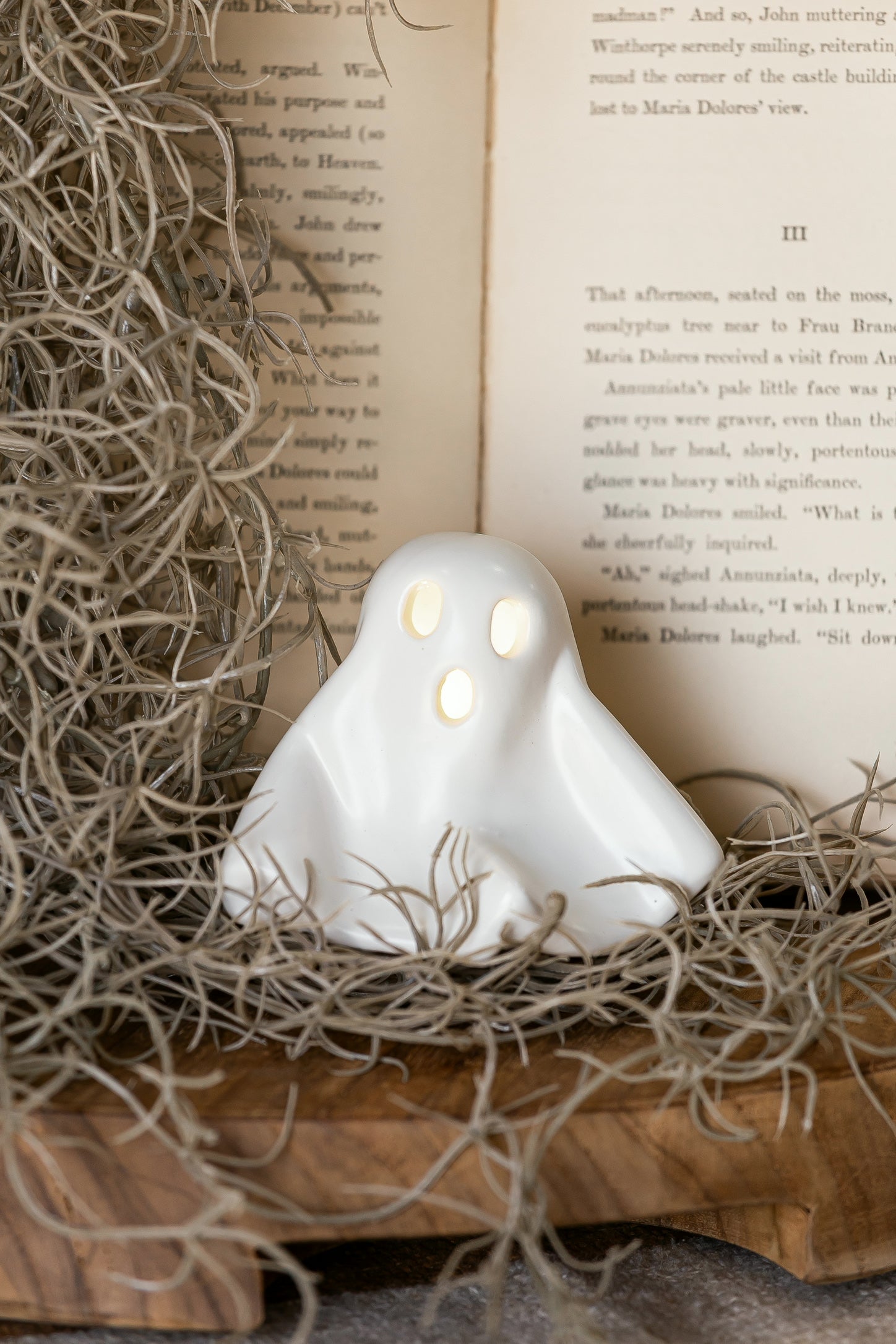 Stoneware Lighted Ghost Creative Co-Op