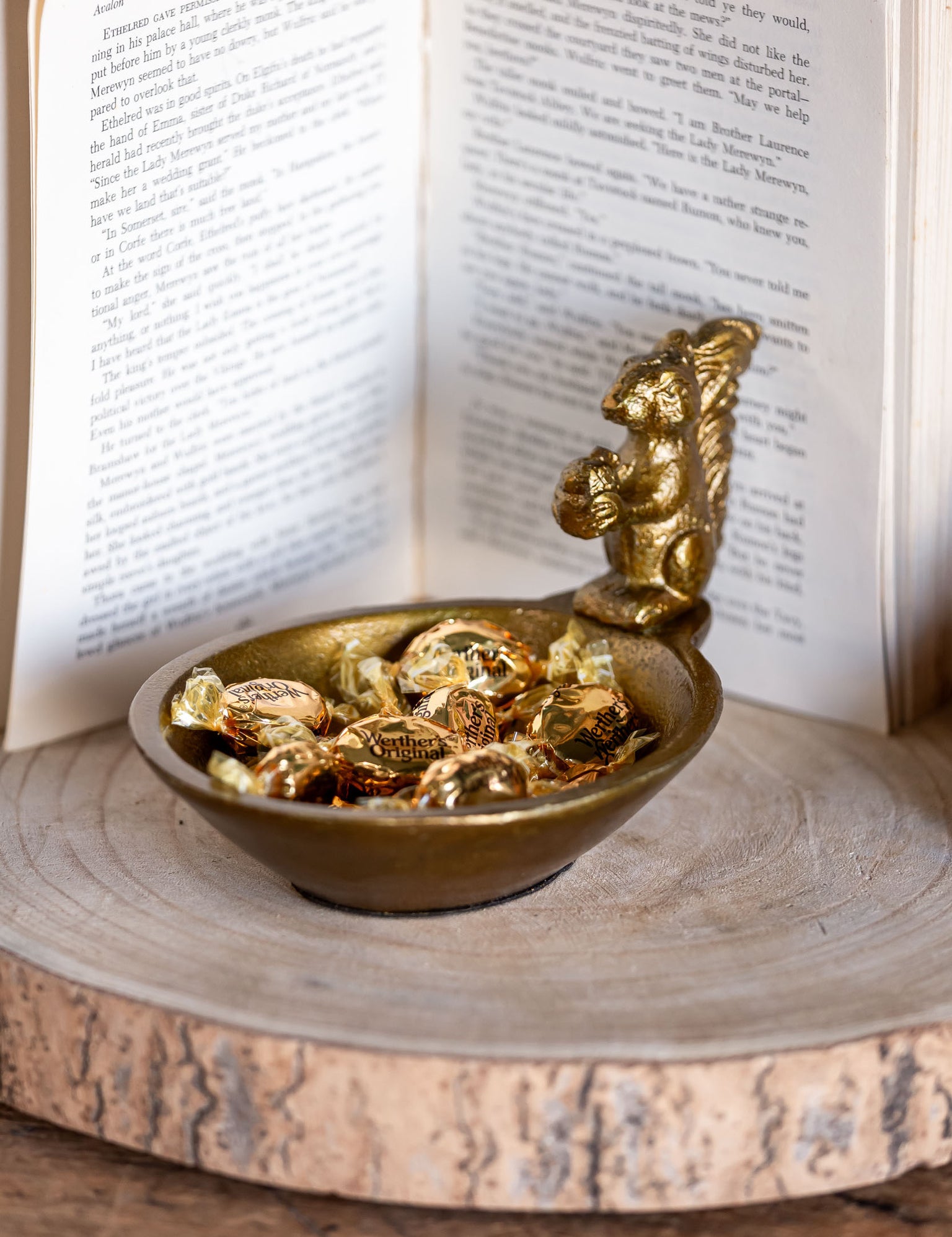 Gilded Squirrel Bowl Accent Decor