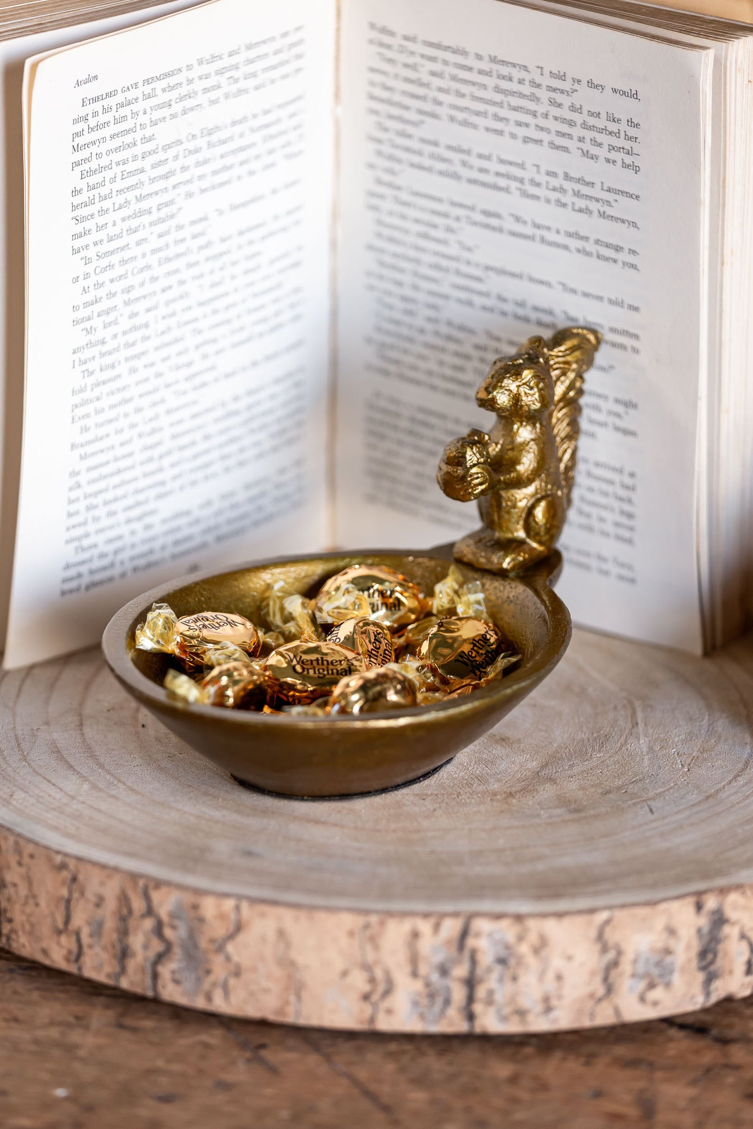 Gilded Squirrel Bowl Accent Decor