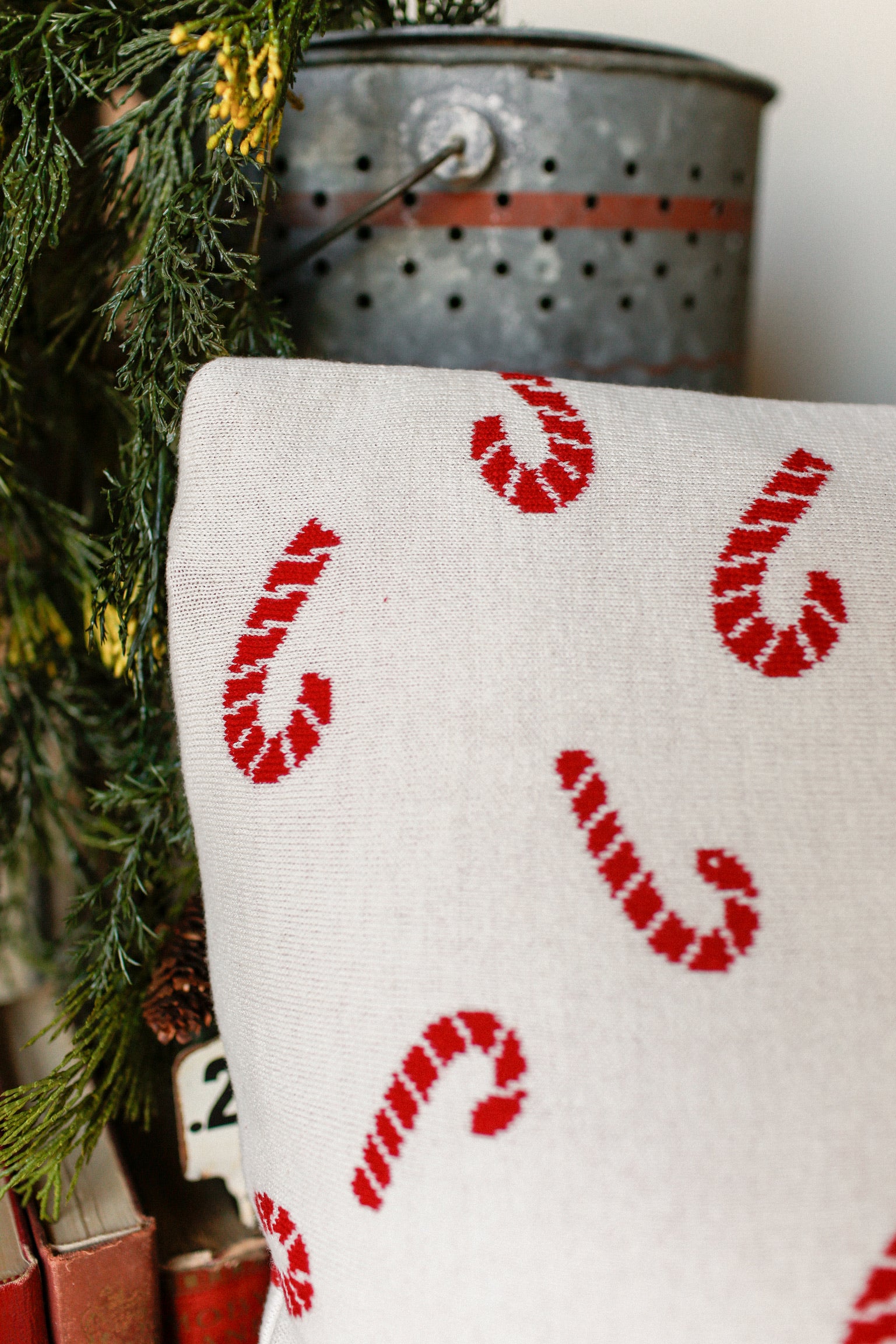 Knit Candy Cane Pillow