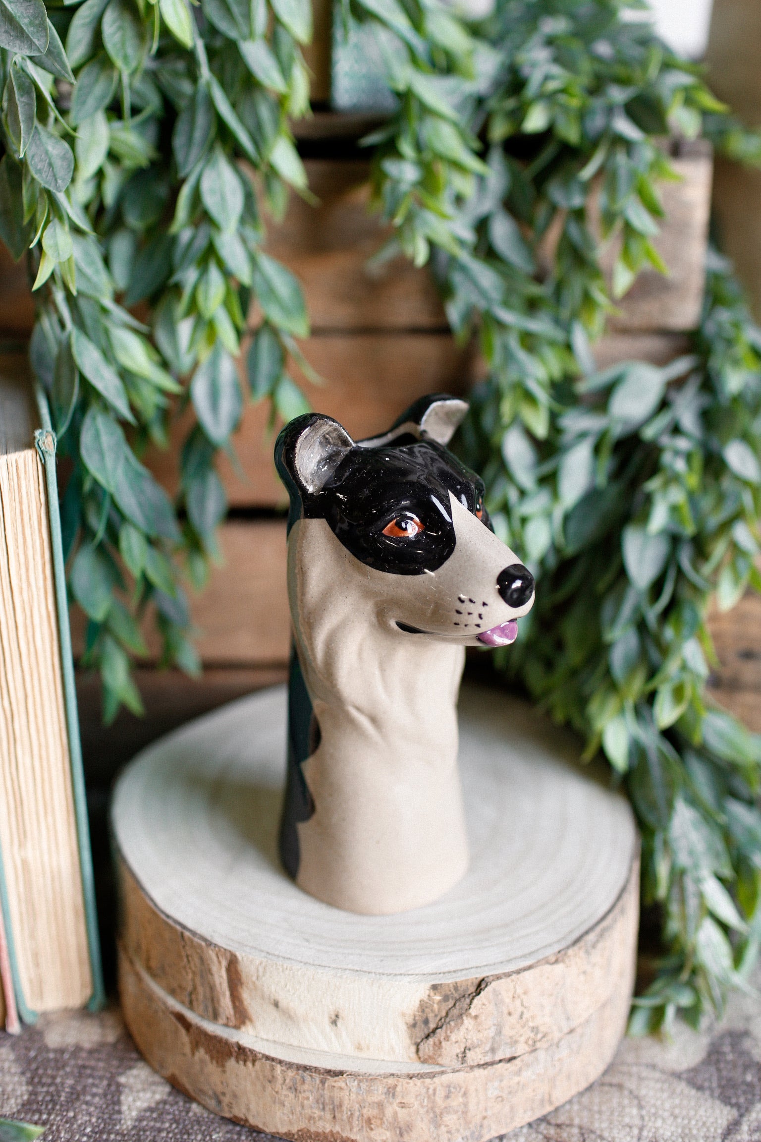 Stoneware Dog Vase