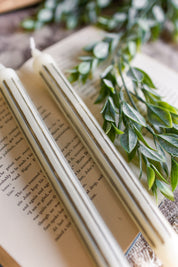 Gray Striped Taper Candles