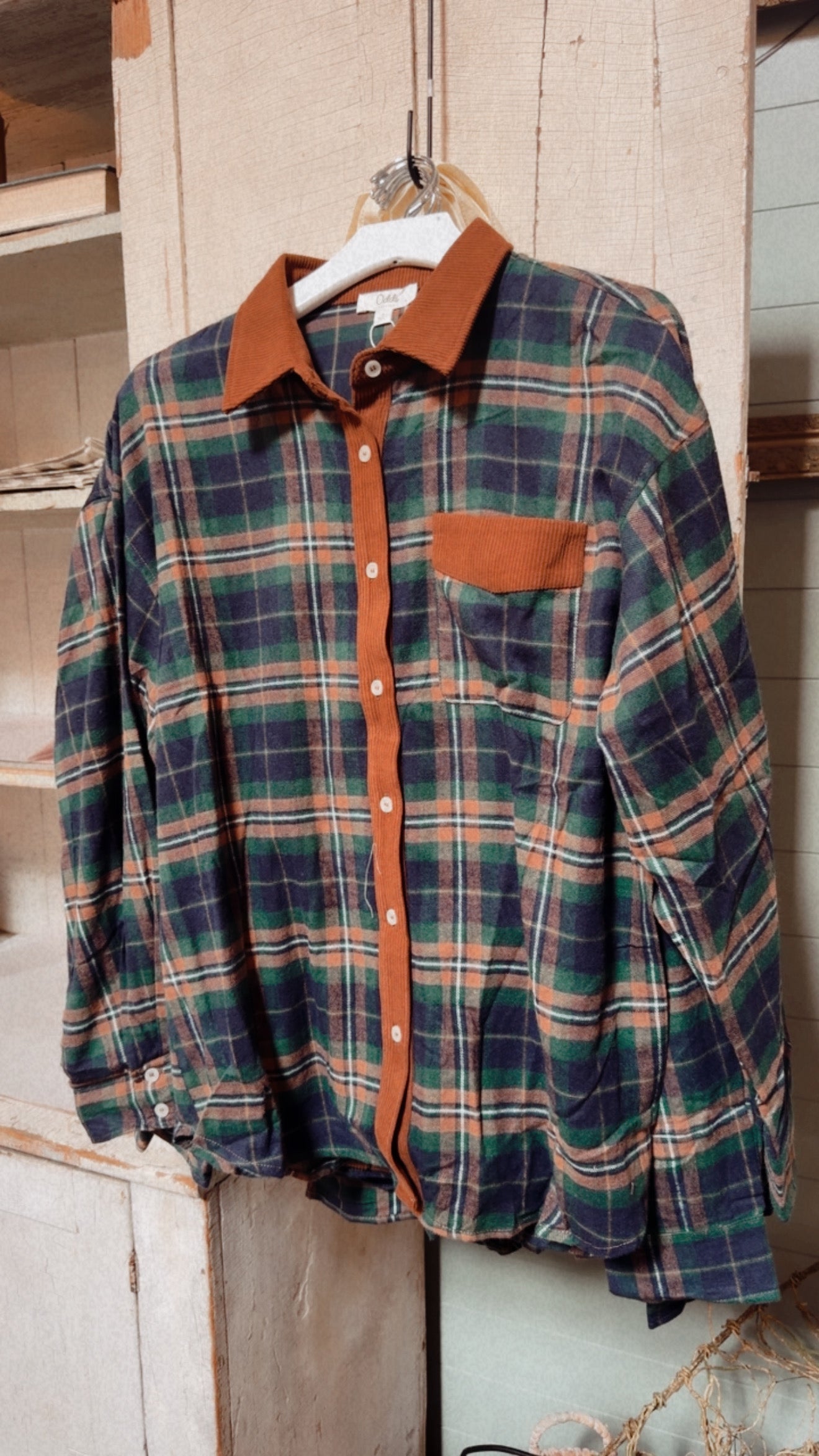 Green and Blue Plaid Button Up Oddi