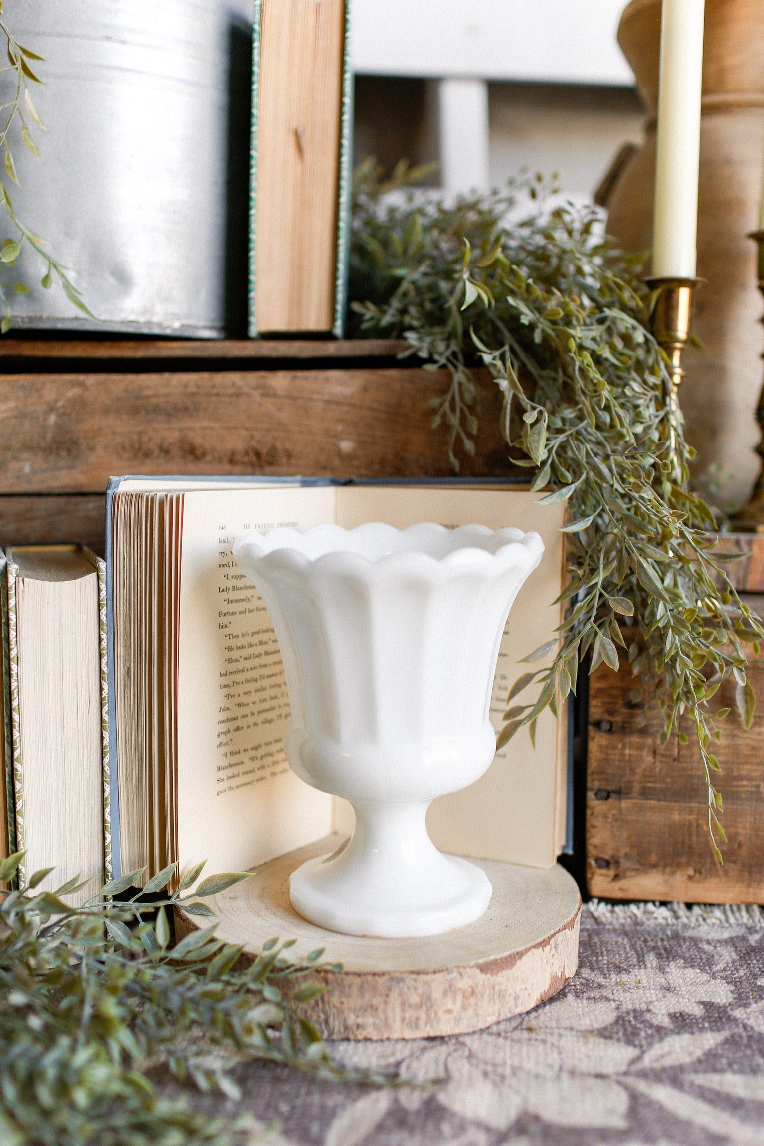 Vintage Milk Glass Large Vase The Little Burlap Barn®