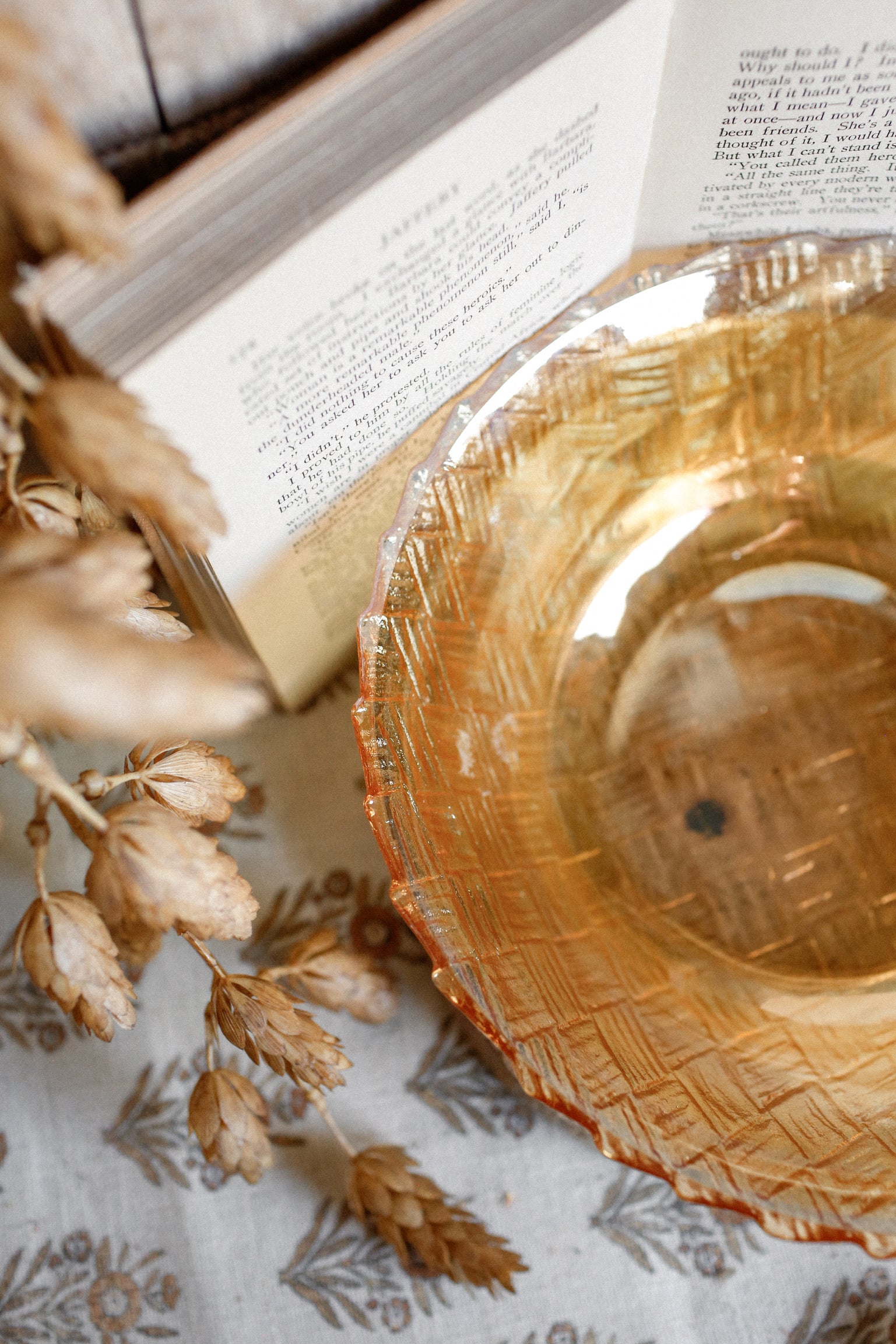 Vintage Glass Basketweave Serving Bowl