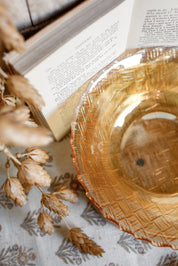 Vintage Glass Basketweave Serving Bowl